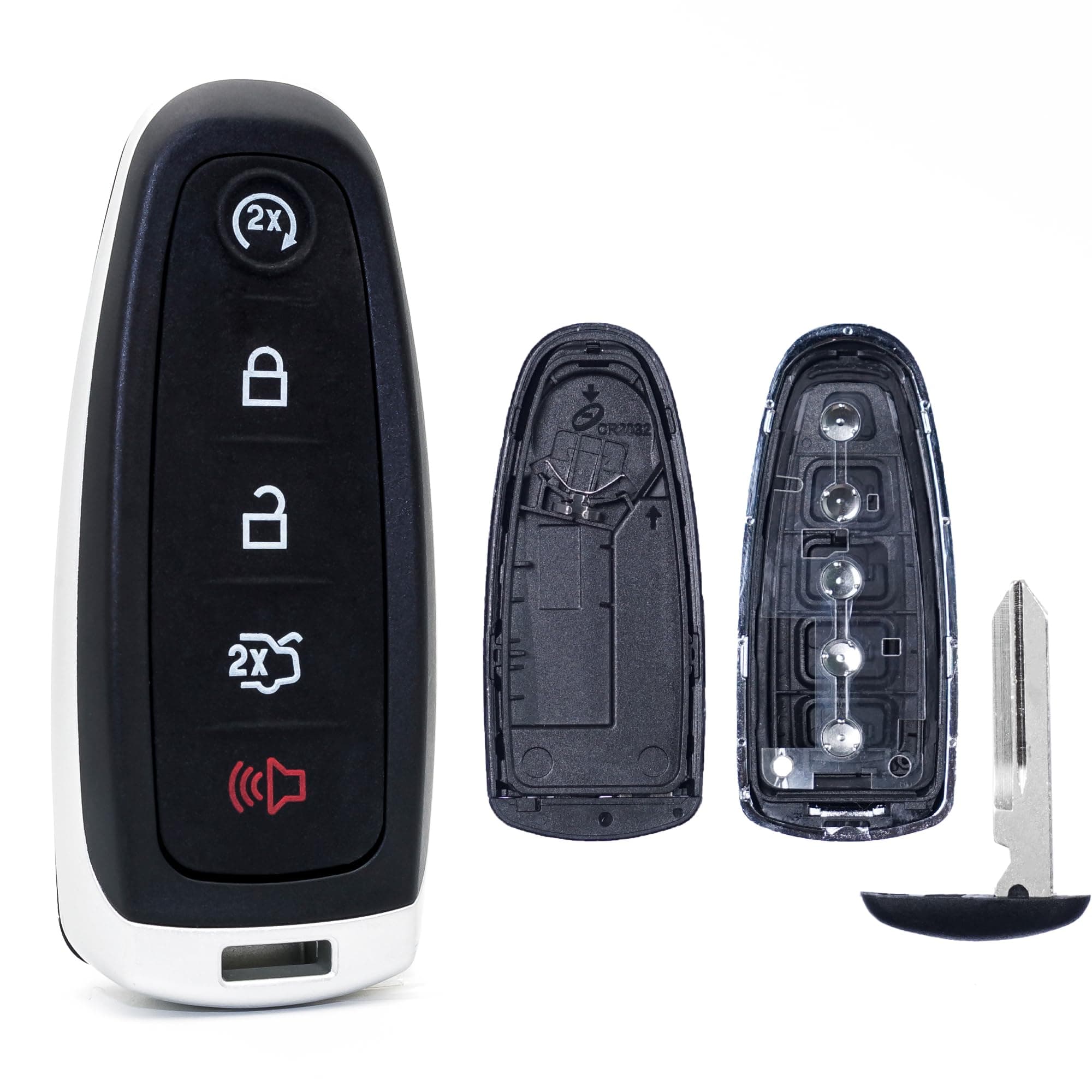 Key Fob Shell Case Replacement Fits for Ford Edge Explorer Focus Taurus Flex Expedition Lincoln MKS MKT MKX Navigator 2011 2012 2013 2014-2017 Keyless Entry Remote Control 5 Button Pad Cover