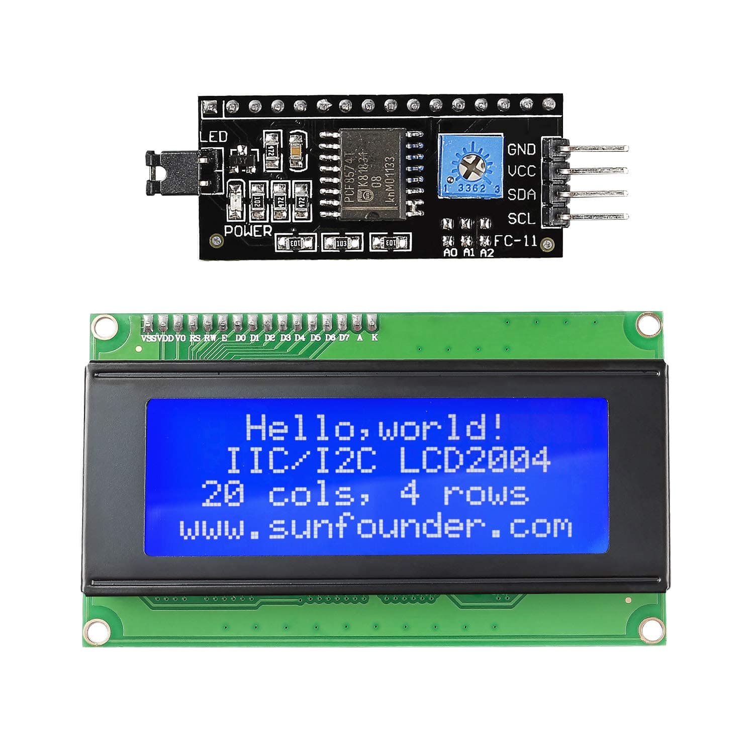 SunFounder IIC I2C TWI Serial 2004 20x4 LCD Module Shield Compatible with Arduino R3 MEGA (IIC 2004)