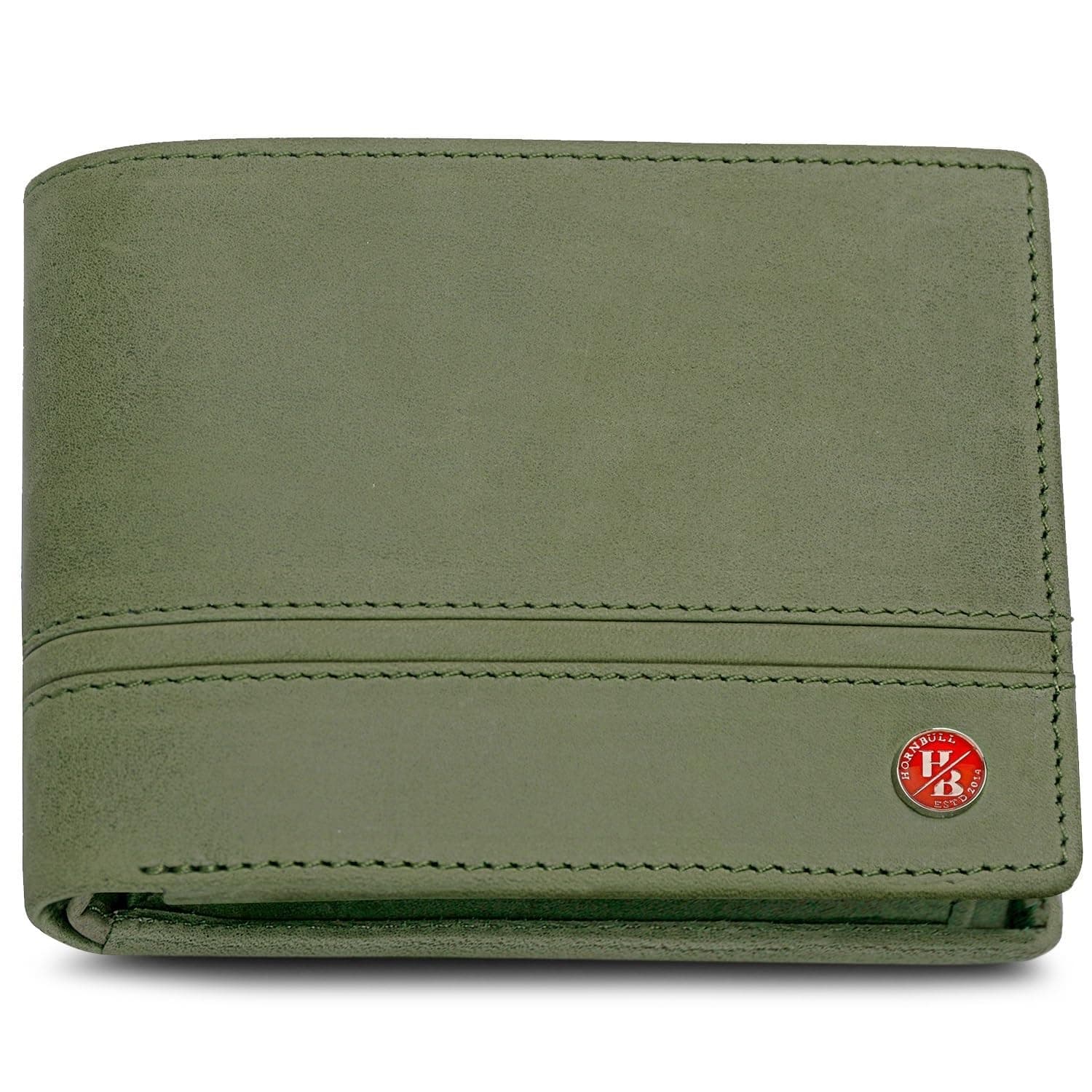 HORNBULL Eddie Leather Wallet for Men | Men with RFID Blocking | Olive, Two Fold Wallet