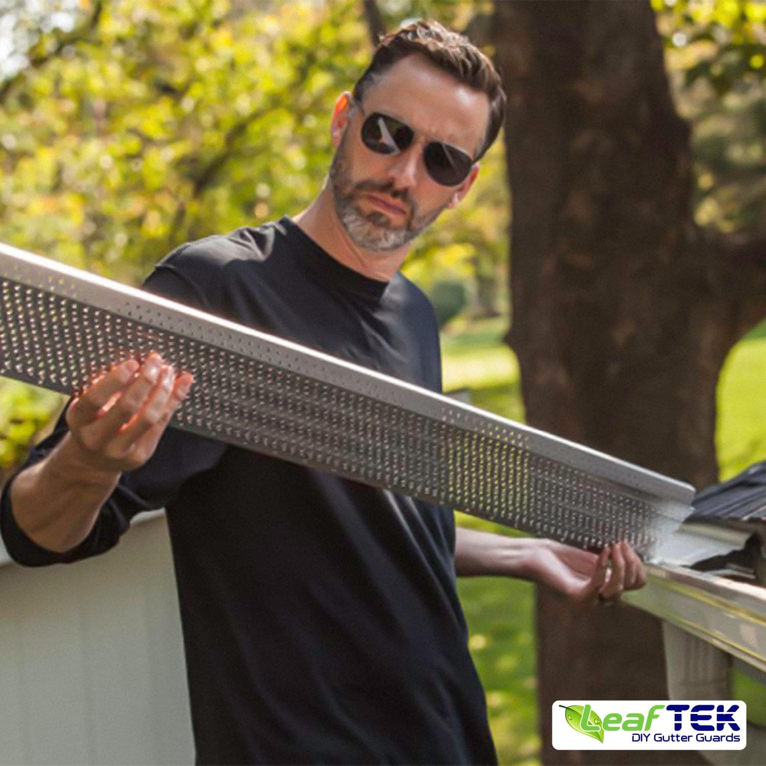 LeafTek Gutter Guards for Leaves - Heavy-Duty Aluminum Protection System with Vented Raised Ridge Edge - American-Made Shield Covers for Gutters - DIY-Friendly Leaf Barrier White, 8" Sample