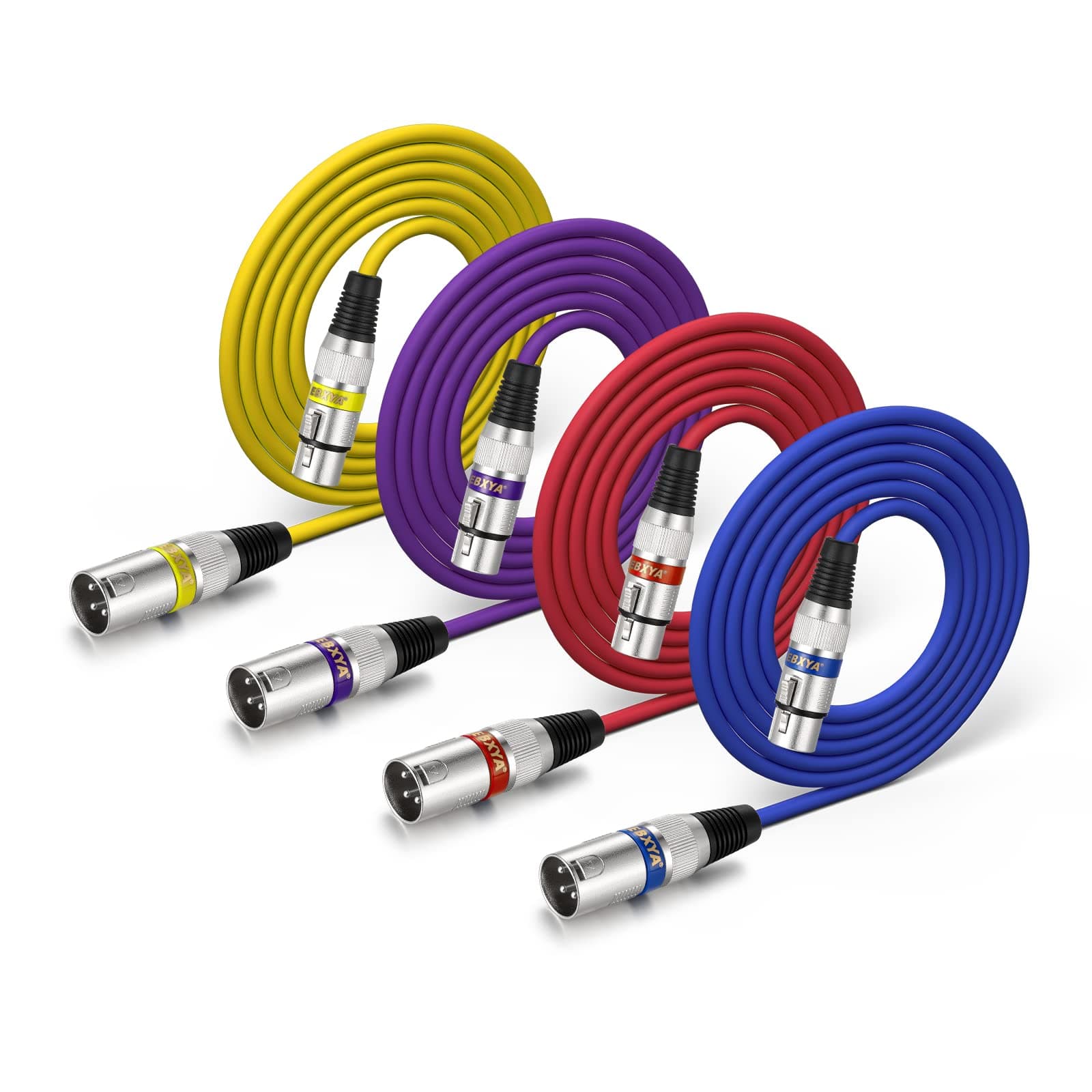 XLR Cable 6 Ft Short 4 Color Packs - Mic Cable with XLR Male to Female Patch Cable