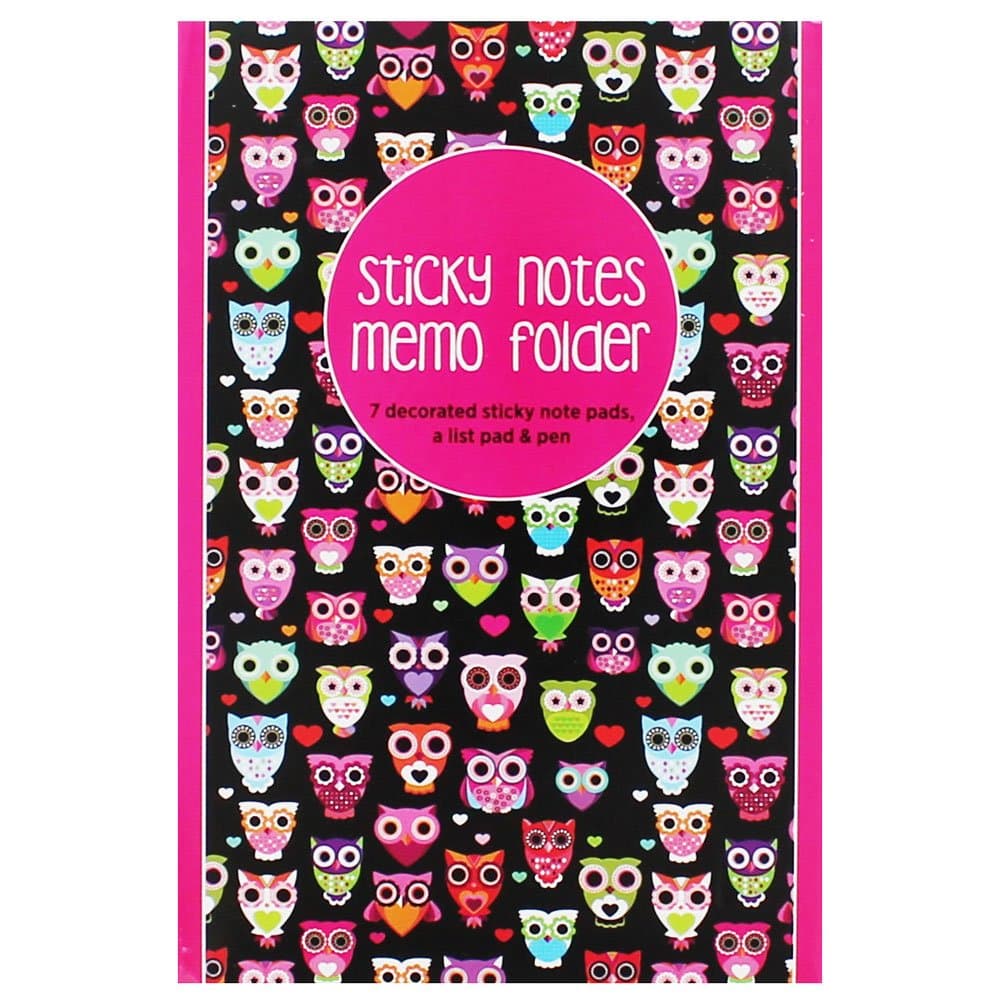 Owl Print Sticky Notes Memo Folder