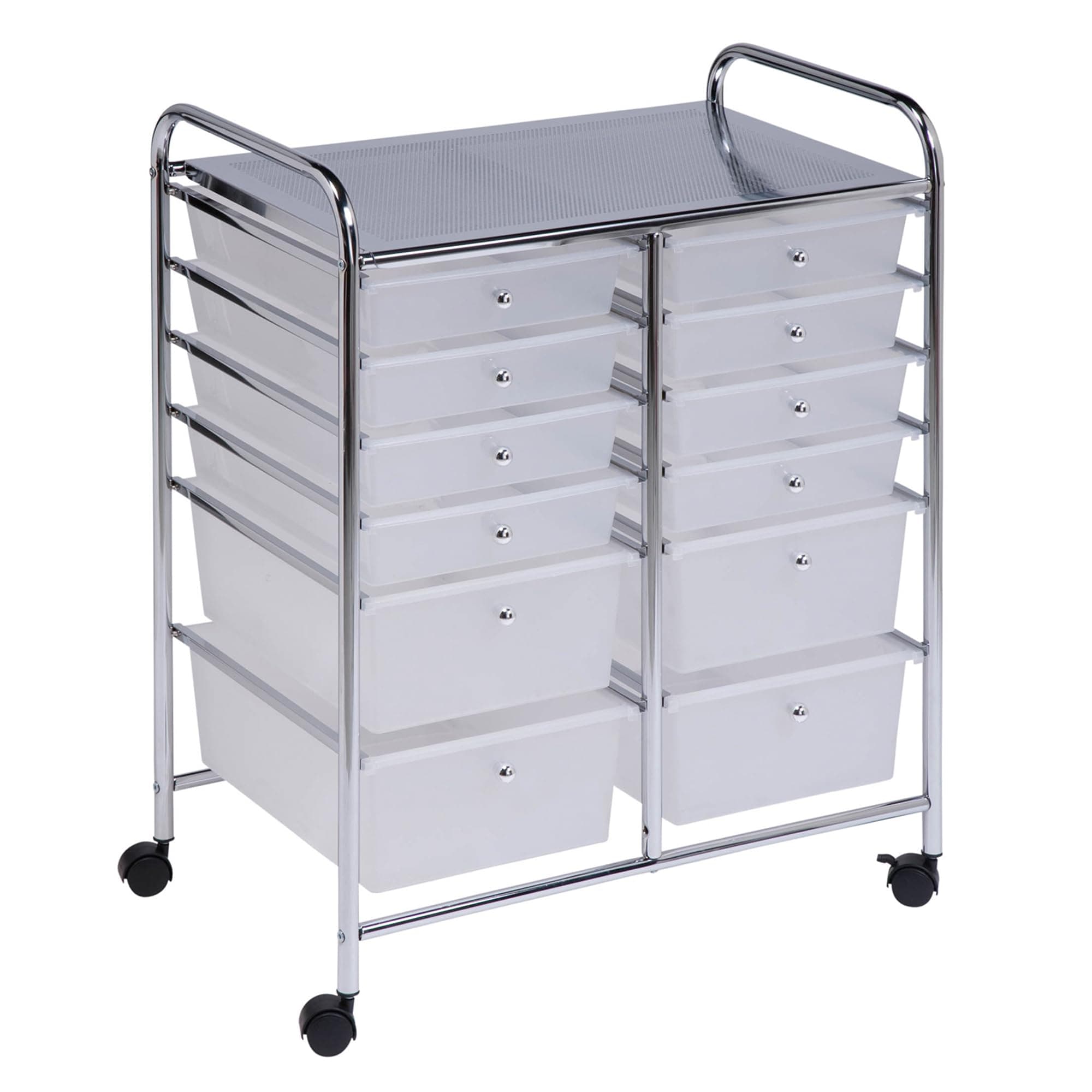 Rolling Storage Cart and Organizer with 12 Plastic Drawers