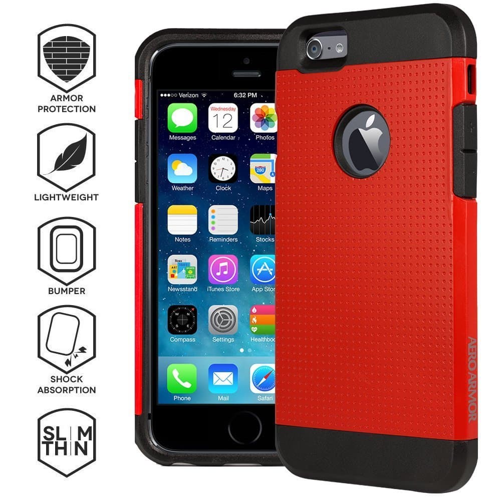 iPhone 6s Plus and 6 Plus Case, AERO ARMOR TEMPEST Protective Case for iPhone 6s Plus and 6 Plus RED (Compatible with 5.5 iPhone 6s Plus and 6 Plus)