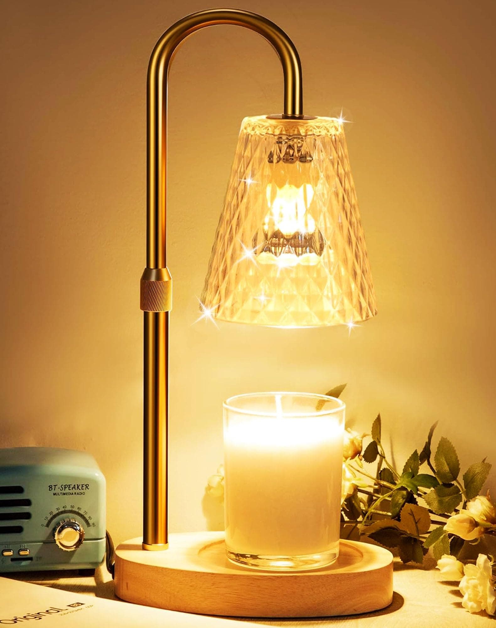 Candle Warmer Lamp with Timer - Electric Candle Warmers Adjustable Height Adjustable, Large Wax Candle Warmers Scented Lamps, Home Decor, Shade