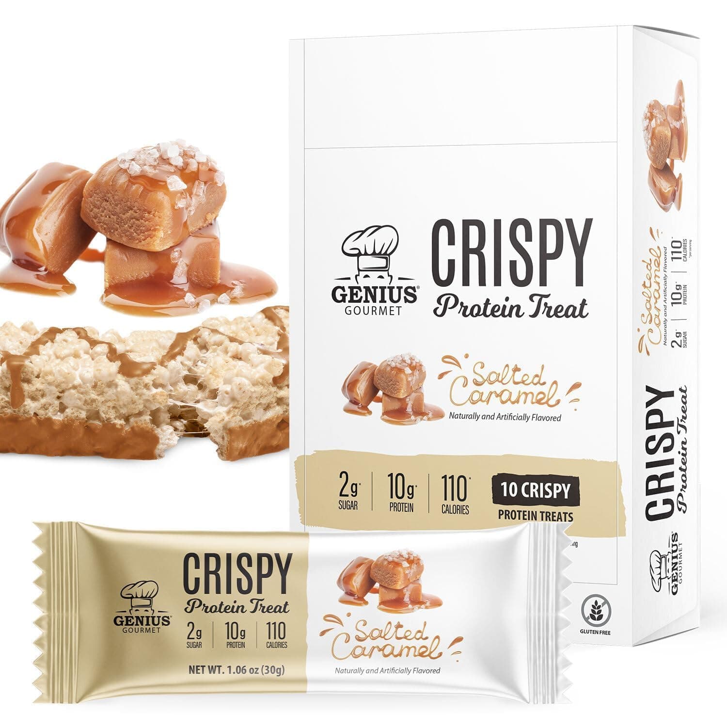 Genius Gourmet Crispy Treats Salted Caramel 10 bars