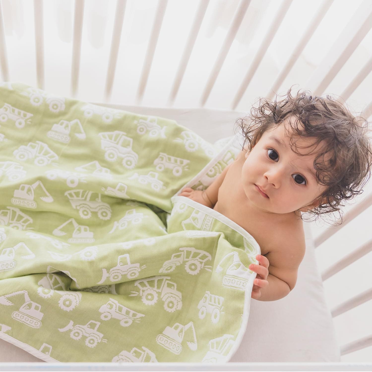 - TIDY SLEEP Baby Blankets 6 Layer Wraper 100% Cotton Stroller Cover Receiving Blankets, Green (100 Cm X 90 Cm), Breathable