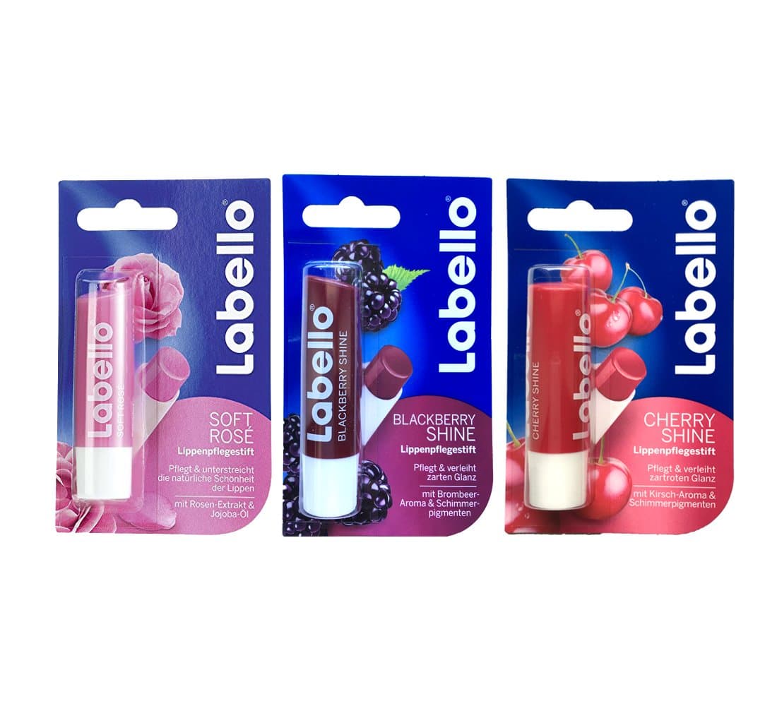 Labello Soft Rose & Blackberry Shine Lip Balm Bundle