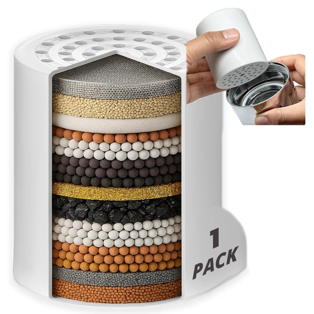 COLSEN Shower Filter Replacement – Universal Bath Water softener for tub 15 stage filtration system handheld purifier for hard water, removes fluoride vitamin c improves nails & hair (1Pack)