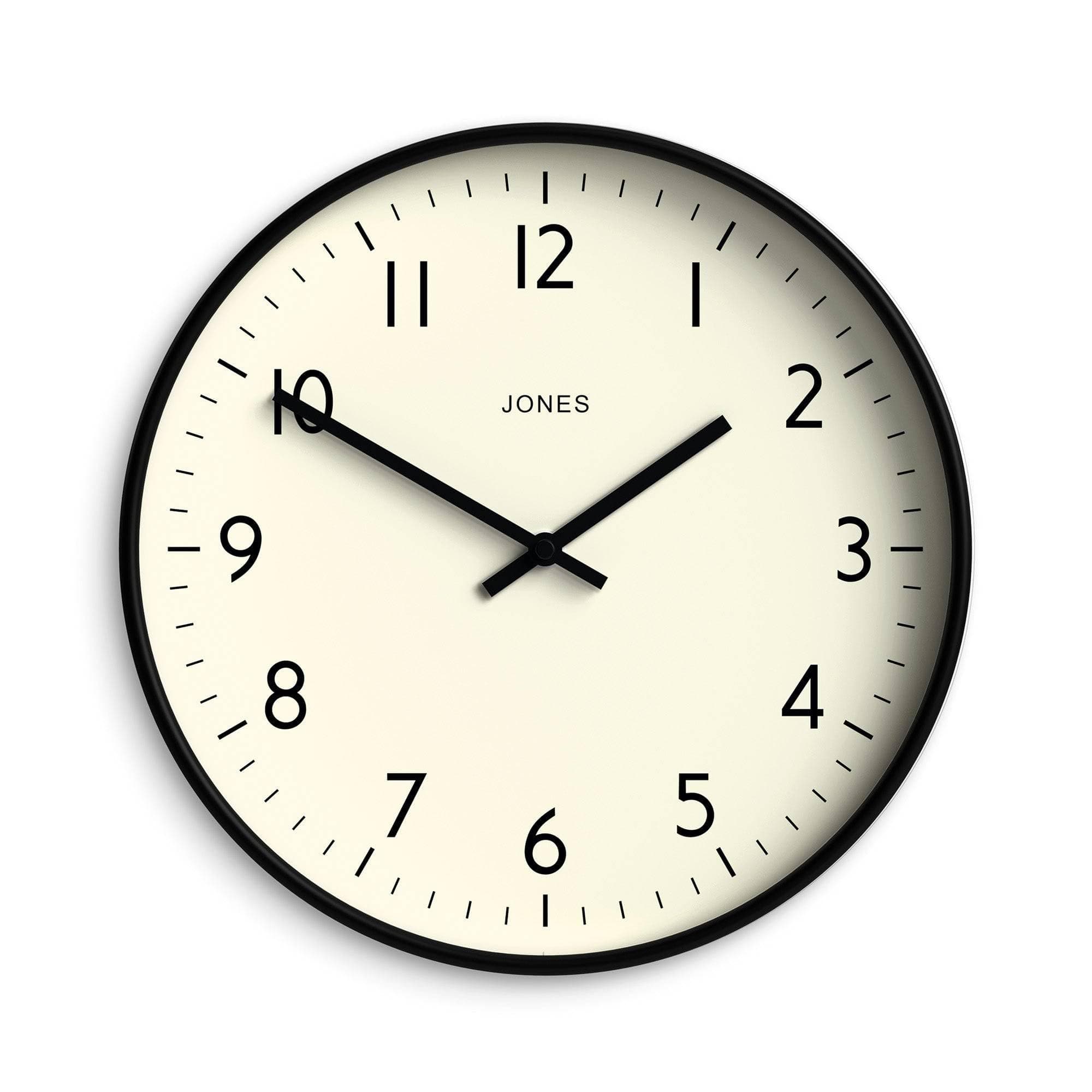 JONES CLOCKS ®, Studio Wall Clock, Cream Frame and Black Hands 30 cm (Black)
