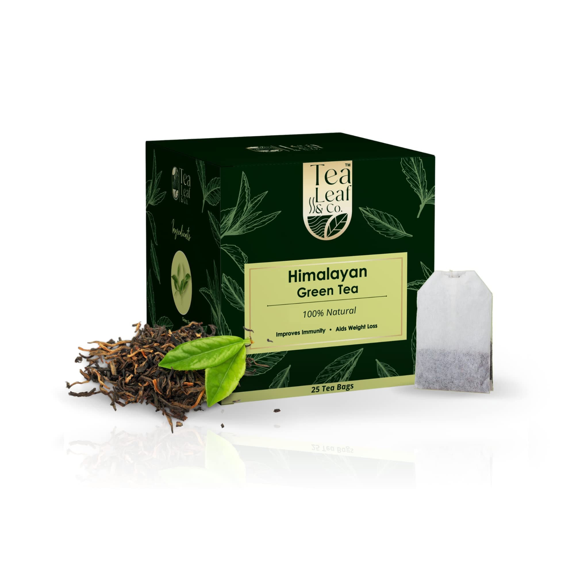 Tea Leaf & Co. Himalayan Green Tea Refreshing Mountain Fresh Flavour Immunity Boost Made in India 25 Tea Bags Pack of 1