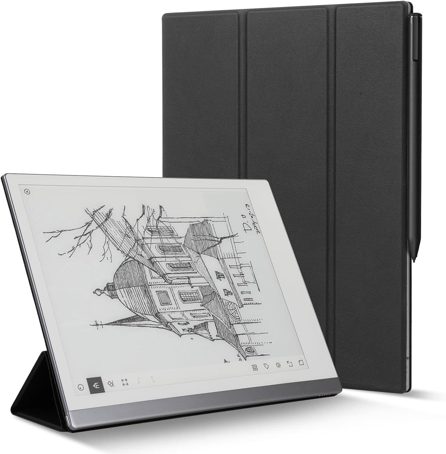 Case for Remarkable 2 Tablet 10.3", Exceptionally Textured Premium PU Leather with Built-in Magnet, Book Folio Design, Lightweight and Minimalistic, Black