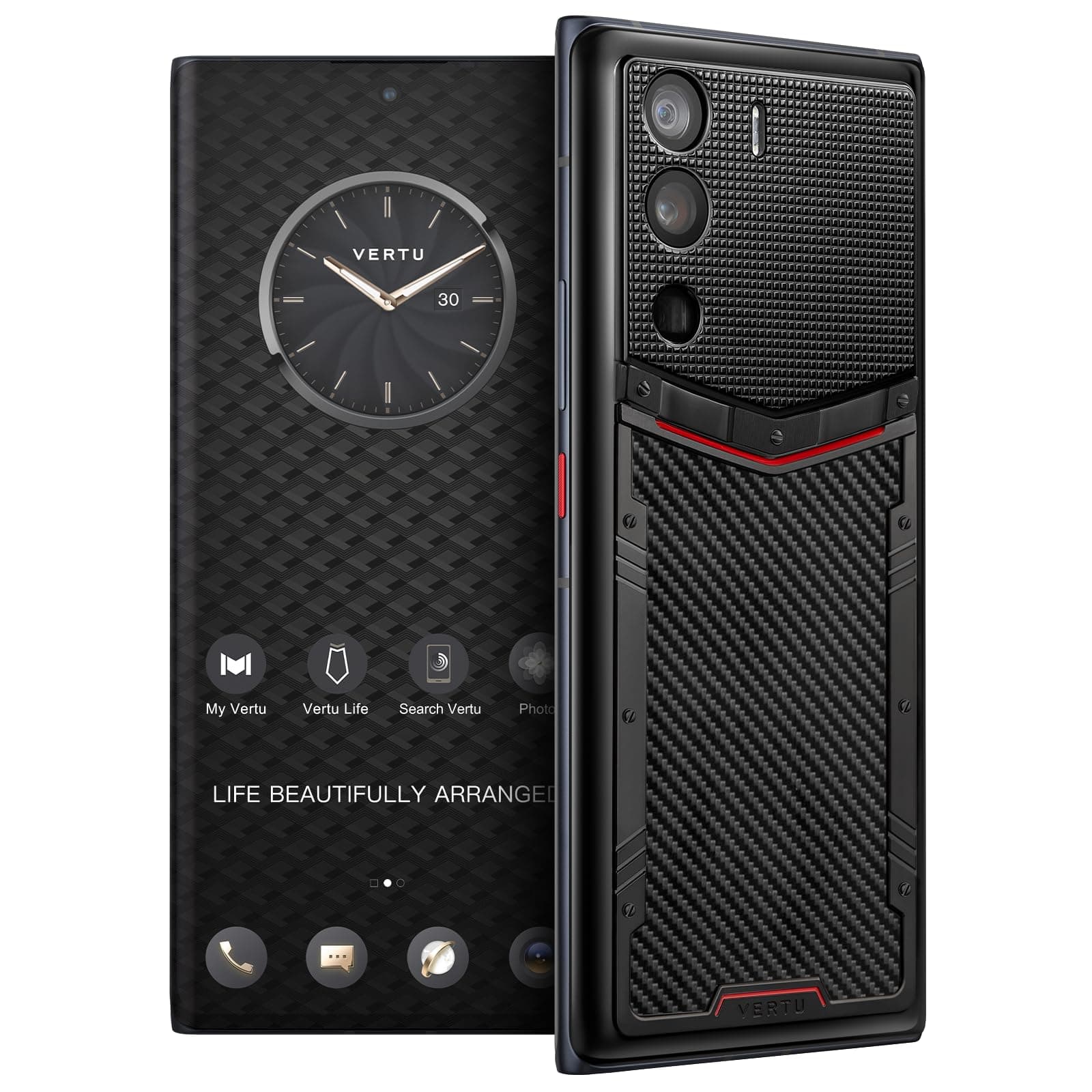 METAVERTU Web 3.0 Carbon Fiber 5G Phone, Unlocked Android Smartphone, Secure Encrypted, Double Systems, 64MP Camera, 144Hz AMOLED Curved Display, Dual SIM, Fast Charge (Paris Nails, 18G+1T)