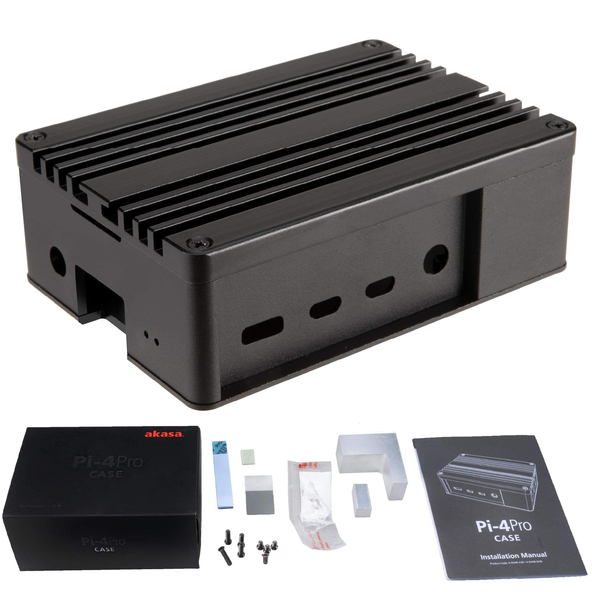 Akasa Pi-4 Pro | Fanless Raspberry Pi 4 Case | Fanless Case | Full Aluminium | Thermal Kit | eTeknix Editor's Choice Award | Compatible with Raspberry Pi 4 Model B | Black | A-RA08-M2B