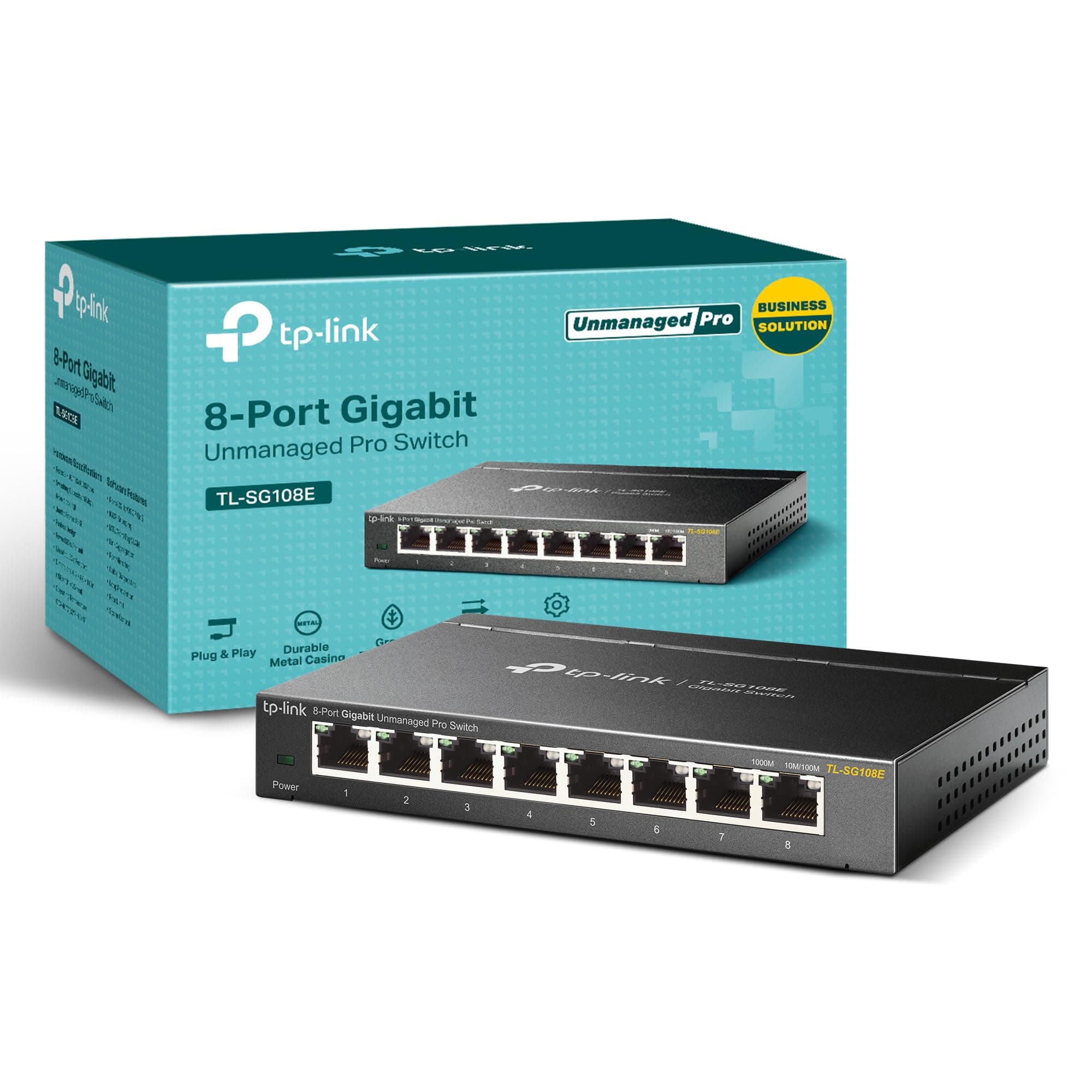 8 Port Gigabit Switch | Easy Smart Managed | Plug & Play | Desktop/Wall-Mount | Sturdy Metal w/Shielded Ports | Support QoS, Vlan, IGMP and LAG (TL-SG108E)