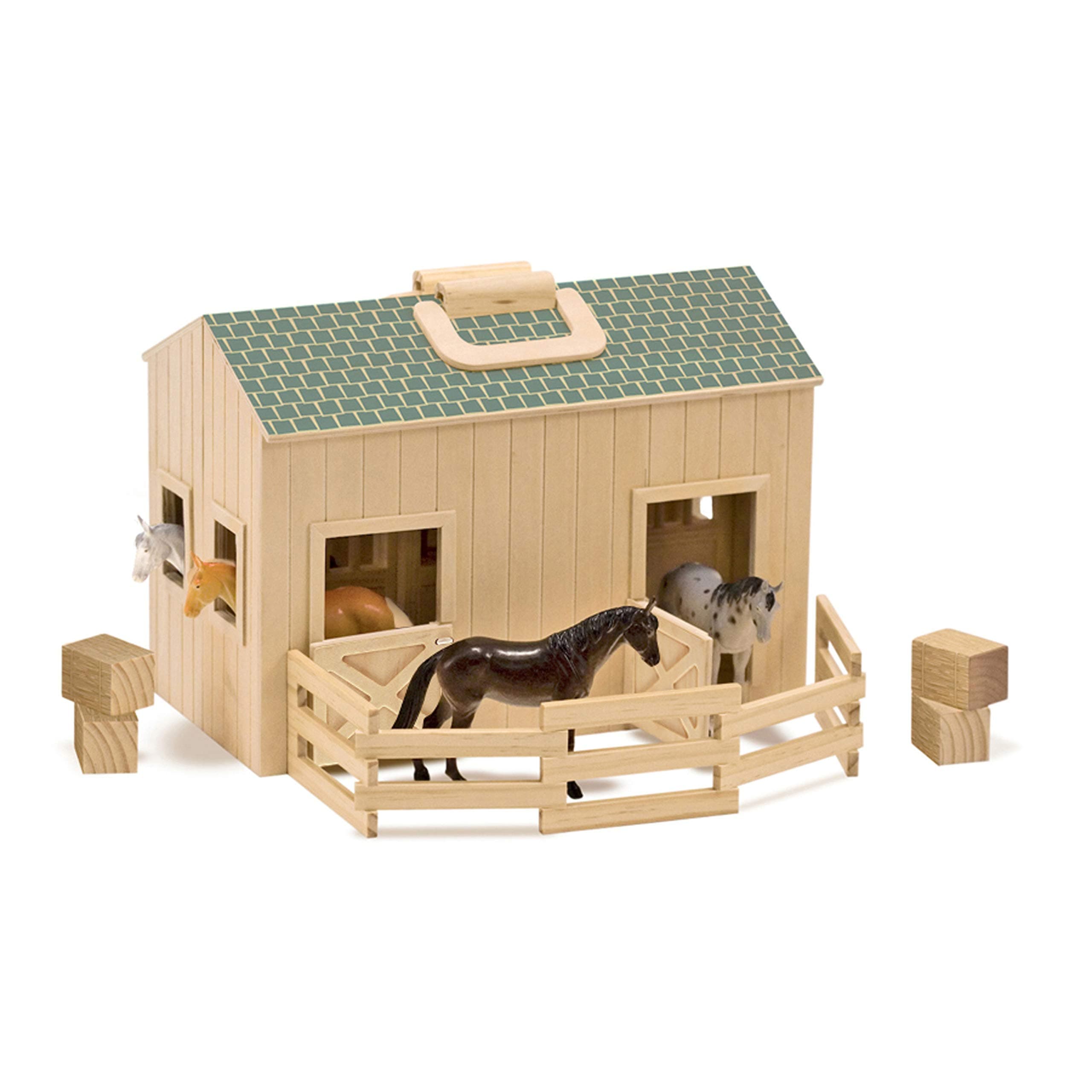 'Fold and Go' Stable Set with Four Plastic Horses Make It Easy to Take The Fun Along.