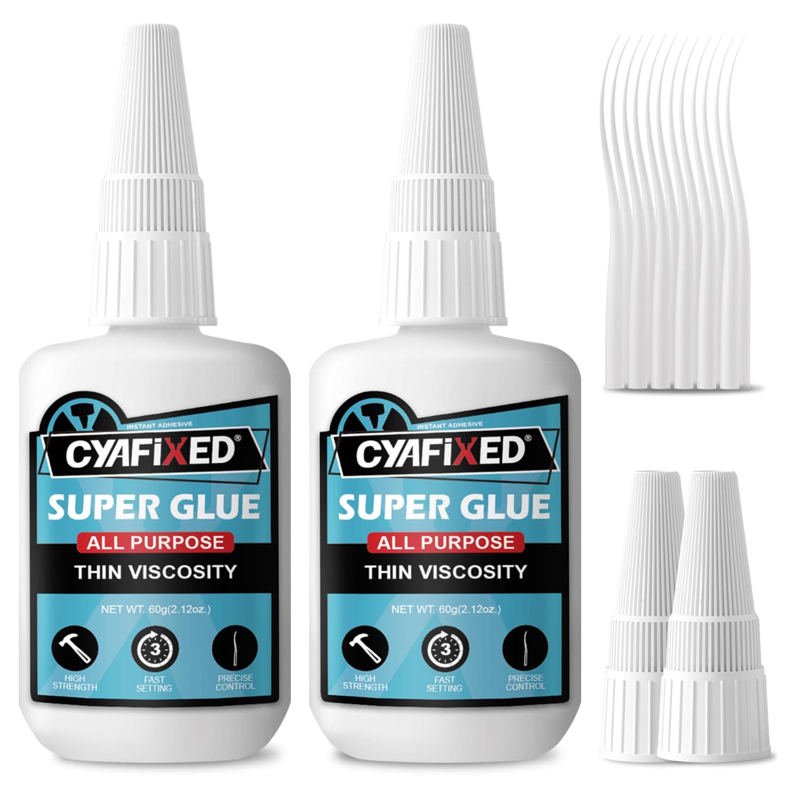 - Thin Super Glue 120 Gram, All Purpose Clear Liquid CA Glue Repair Wood Ceramic Glass Plastic, Heavy Duty Cyanoacrylate Adhesive for 3D Print PLA Shoe Metal, Strong Bond and Instant Superglue