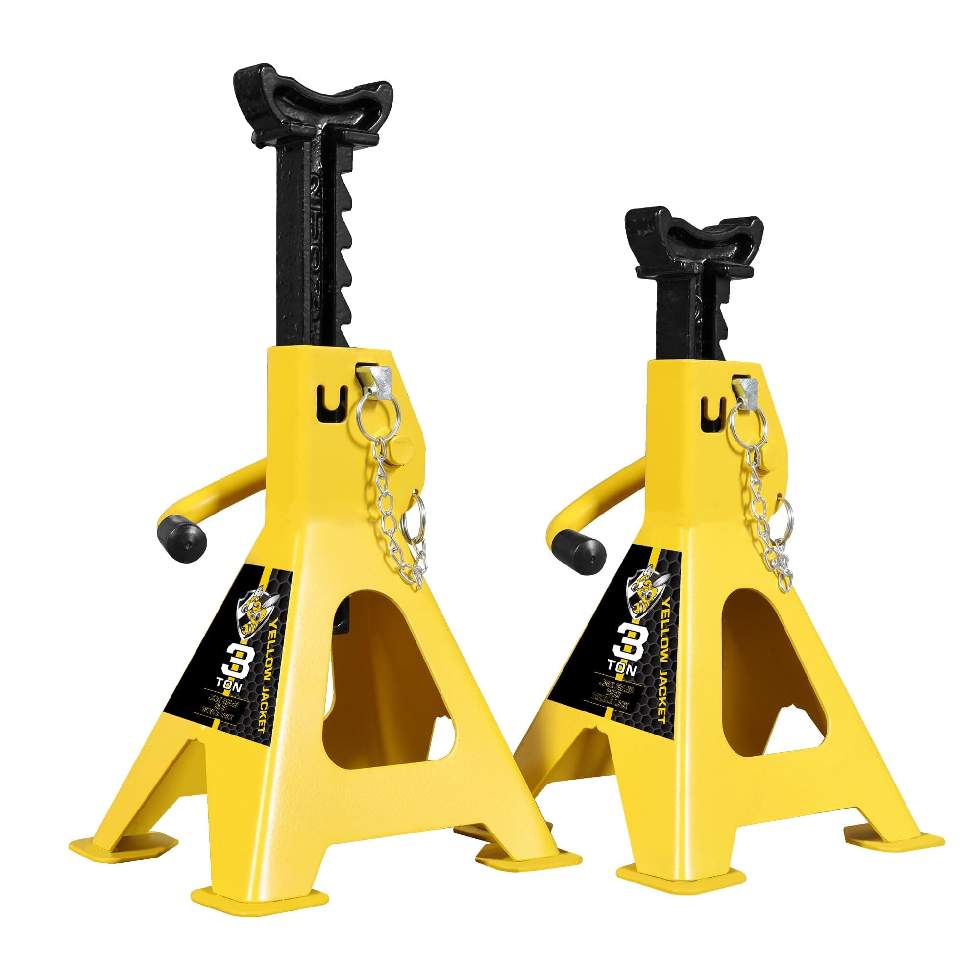 Car Jack Stands 3 Ton with Double Locking and Large Foot Base for Lifting SUVS, Heavy Duty Steel, 6600 lb Capacity, 1 Pair, Yellow