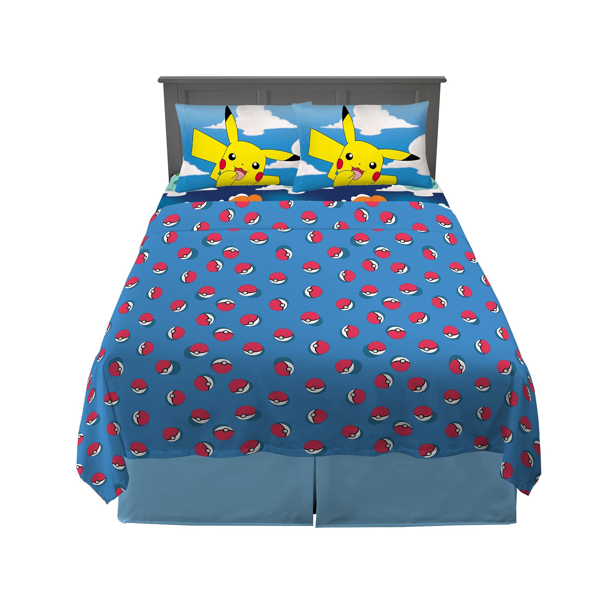 Franco Kids Bedding Super Soft Microfiber Sheet Set, 4 Piece Full Size, Pokemon