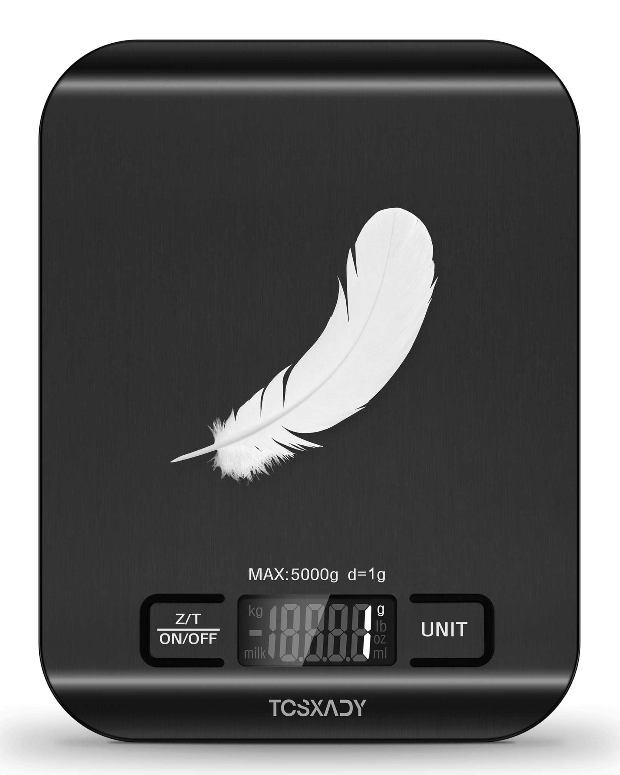 Food Scale, 11lb Kitchen Scale with 6 Units LCD Display and Tare Function, 0.05oz/1g Digital Kitchen Scale Compact Design for Baking, Healthy Cooking, Meal Prep, 304 Stainless Steel Black