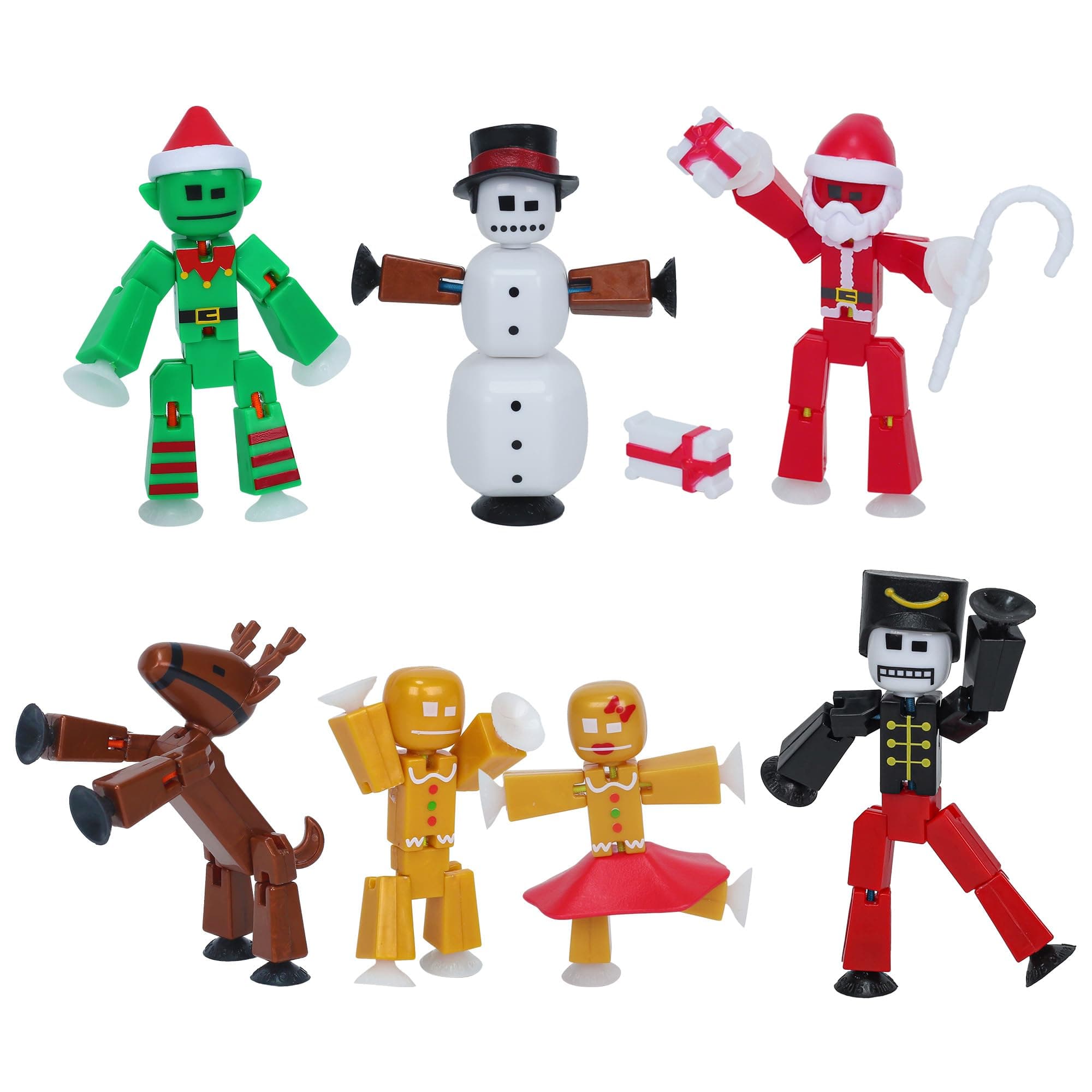 StikBot Christmas Crew Pack - Includes 7 StikBots and 1 Set of Accessories, New Christmas Themed Stop Motion Animation Toy Set