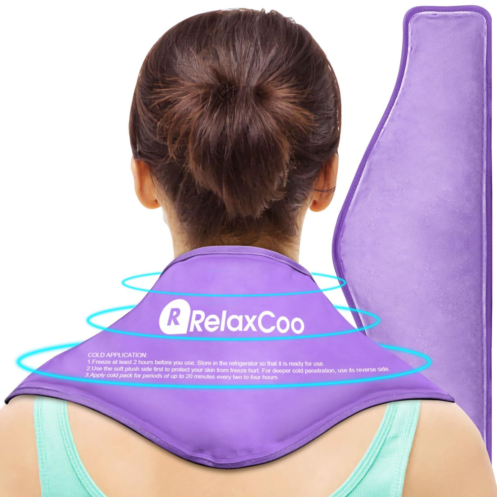Neck Ice Pack Wrap, Reusable Gel Ice Pack for Neck Shoulders, Cold Compress Therapy for Pain Relief, Injuries, Swelling, Bruises, Sprains, Inflammation and Cervical Surgery Recovery Purple