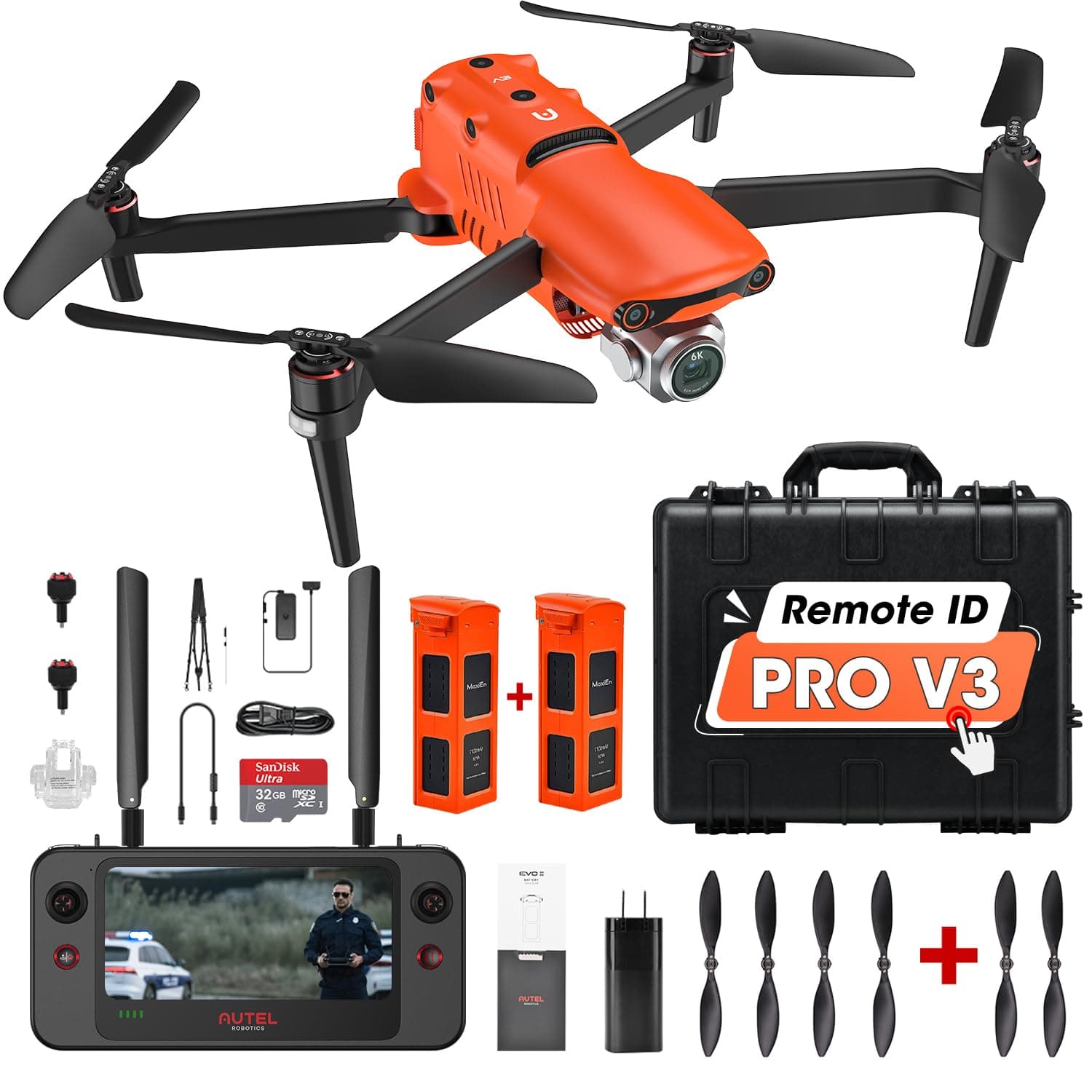 Autel Robotics EVO 2 Pro V3: Son-y 1" CMOS Sensor & 6K HDR Video, Moonlight Algorithm 2.0, Max ISO 44000,12-Bit DNG, 6.4" Smart Controller SE,15KM Transmission, 360° Obstacle Avoidance, 40 Minutes