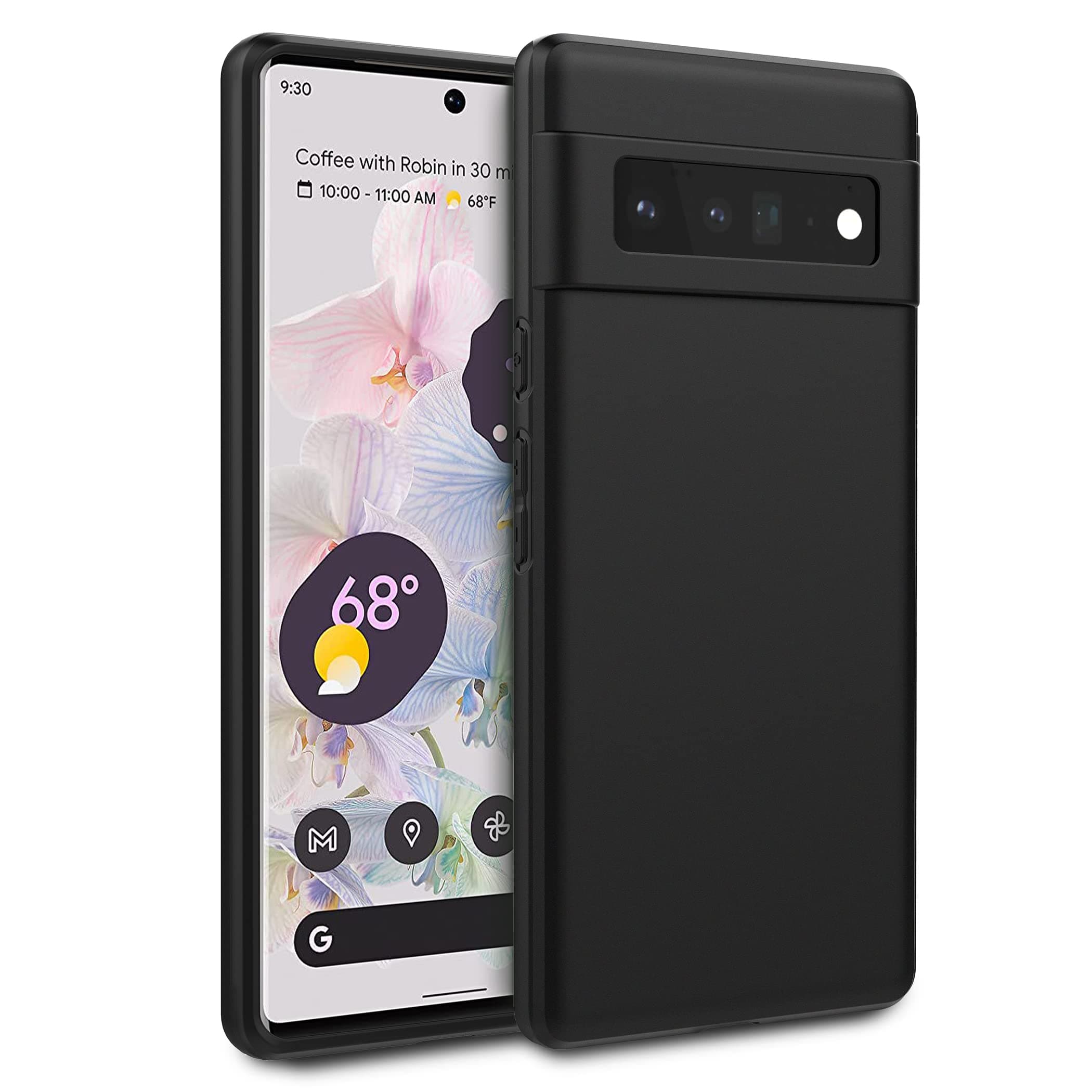 CACOE Google Pixel 6 Pro Case, Black Soft TPU Pixel 6 Pro Case (2021) Phone Cover Matte Finish Slim Profile, Black