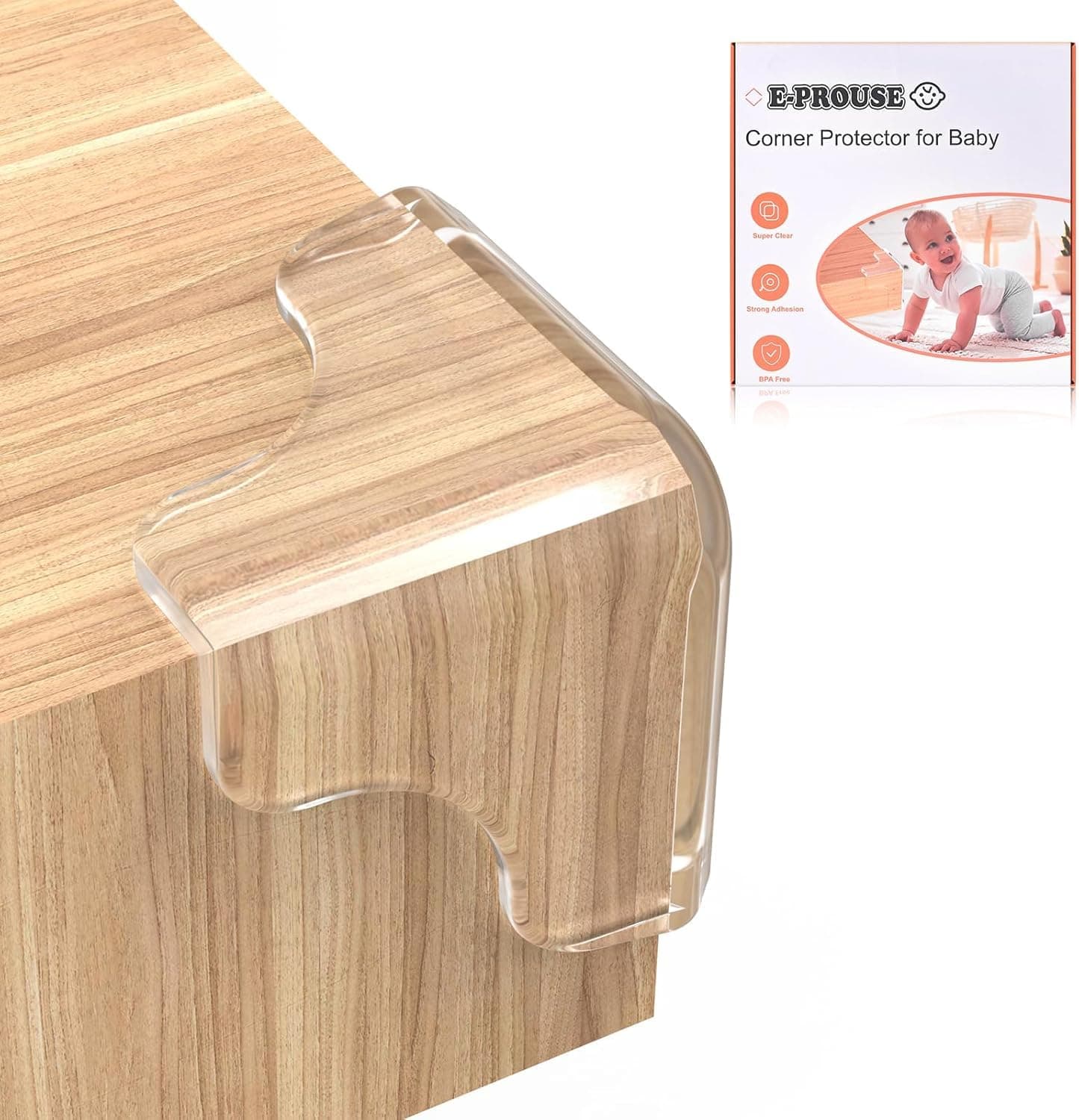 Table Corner Protectors for Kids, E-PROUSE 8PCS Pre-taped Baby Safety Furniture Corner Protectors with Strong Adhesive, Baby Proofing Corner Guards for Sharp Corners