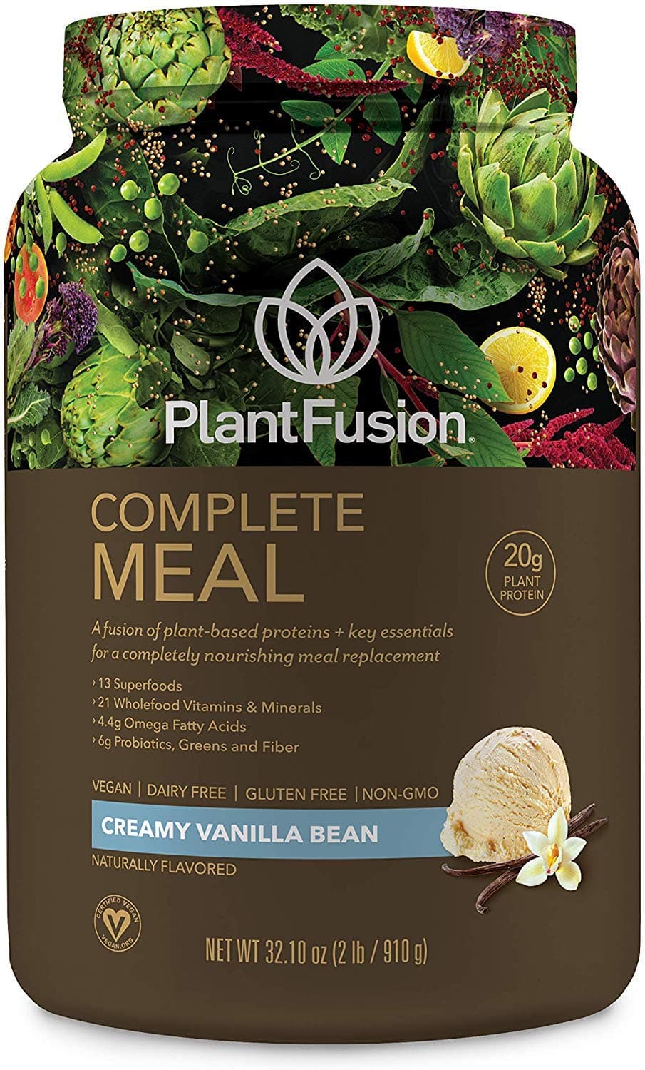 Complete Meal All Plant Based Pea Protein Powder | Meal Replacement Shake | Dietary Supplement | Nutritional Drink | Vegan, Gluten Free, Non-Dairy, No Sugar, Non-GMO Vanilla, 2 LB