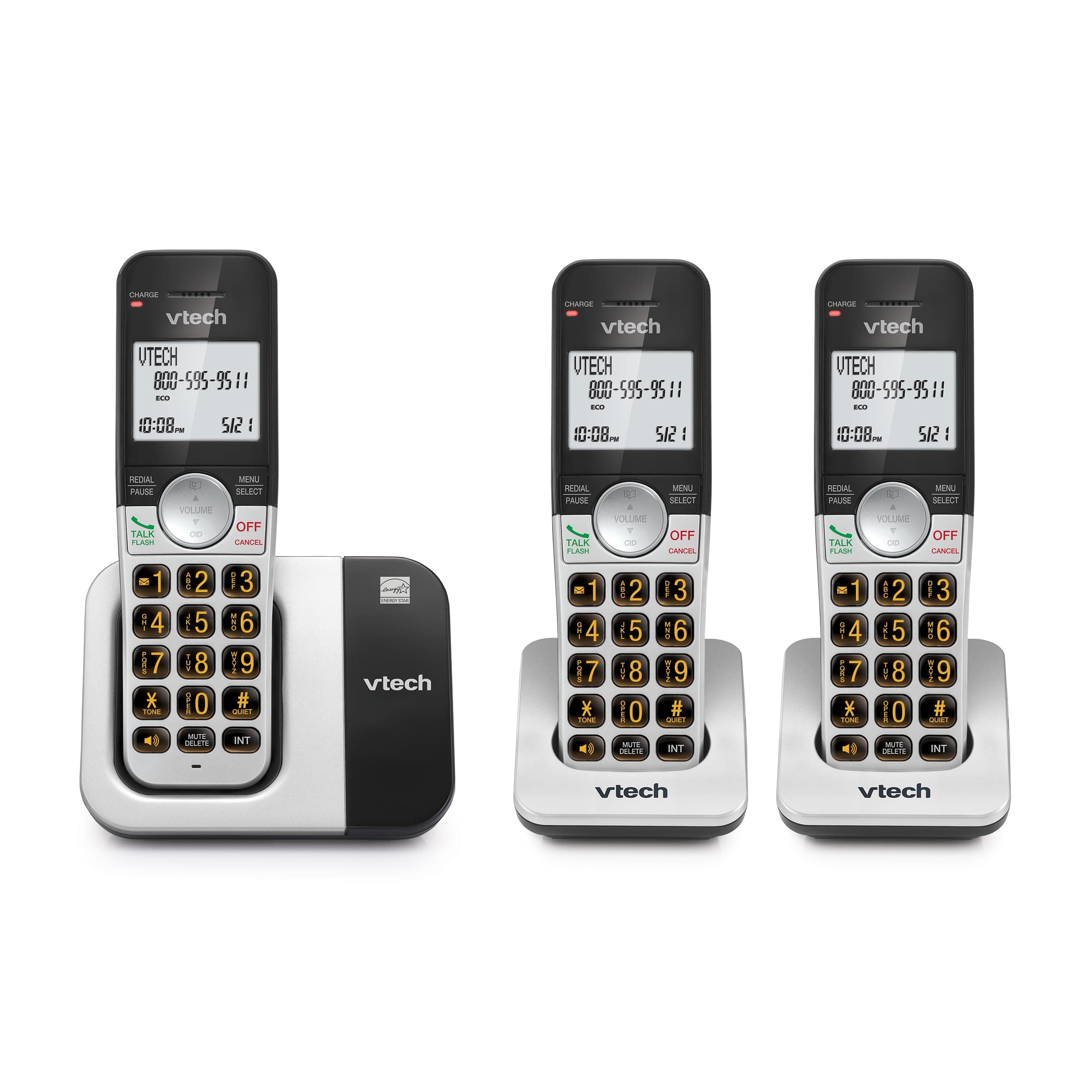 Cordless Phone 3-Handset with Large Display and Big Buttons, DECT 6.0 with Caller ID/Call Waiting, Full Duplex Speakerphone, ECO Mode, Last 10 Number Redial, Easy to Use,VG231-3