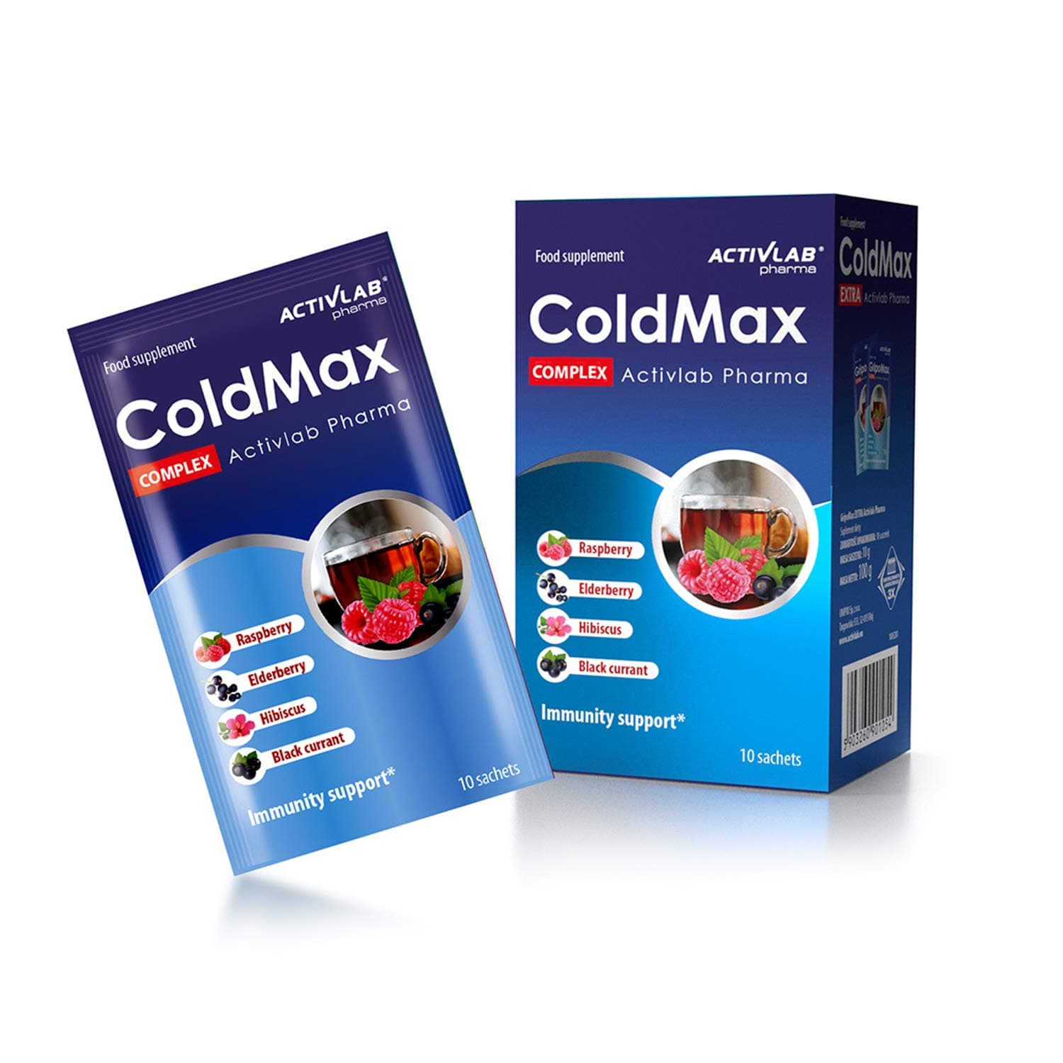 Activlab GripoMax Extra | 100g I 10 sachets | Raspberry Black Currant Flavor I Boost immunity I Relief Symptoms of Flu & Cold and Sooth the Throat I 1000mg Vitamin C I 15mg Zinc