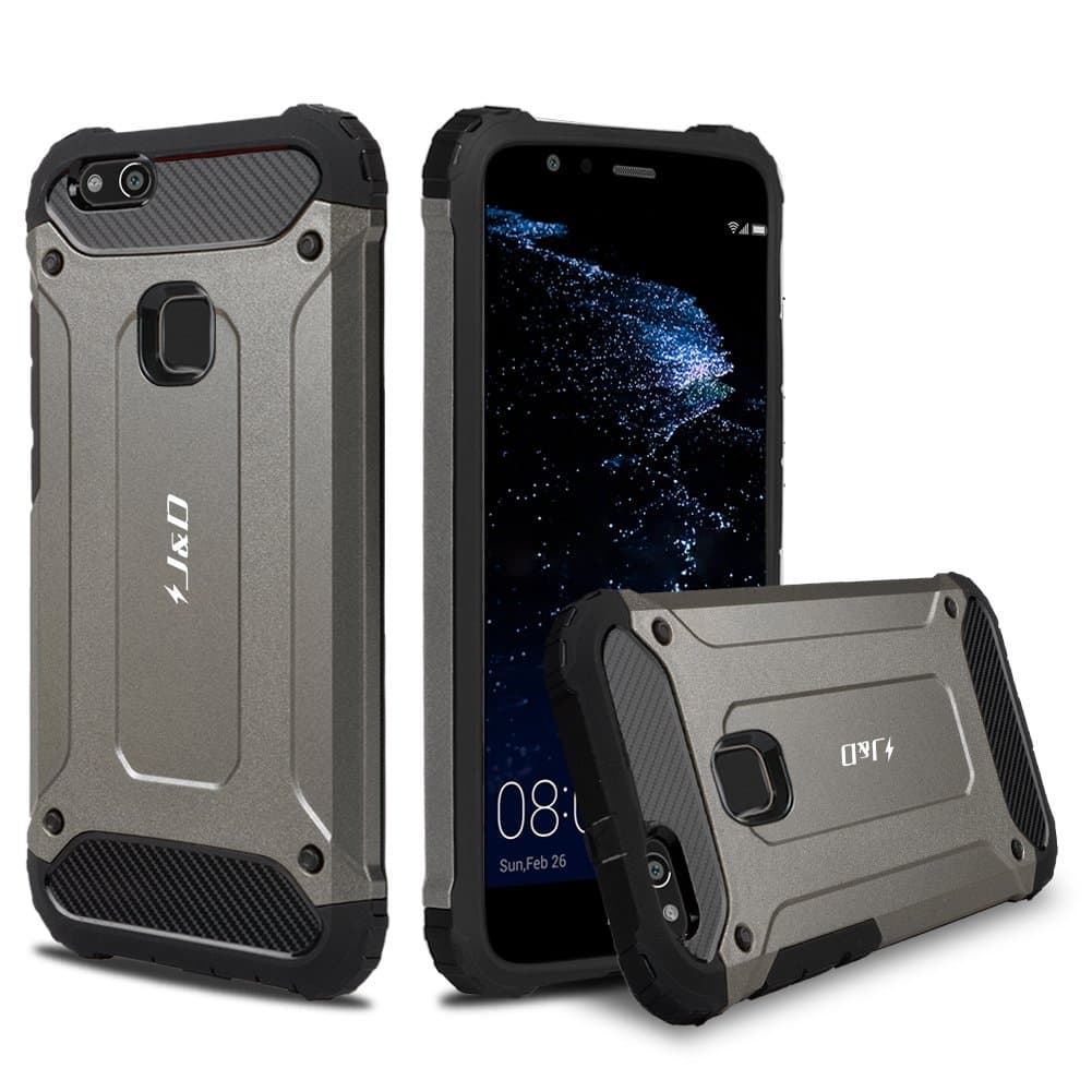 P10 light Case J & D, dual layer, heavy duty, hybrid, shock proof case cover for Huawei P10 Lite.
