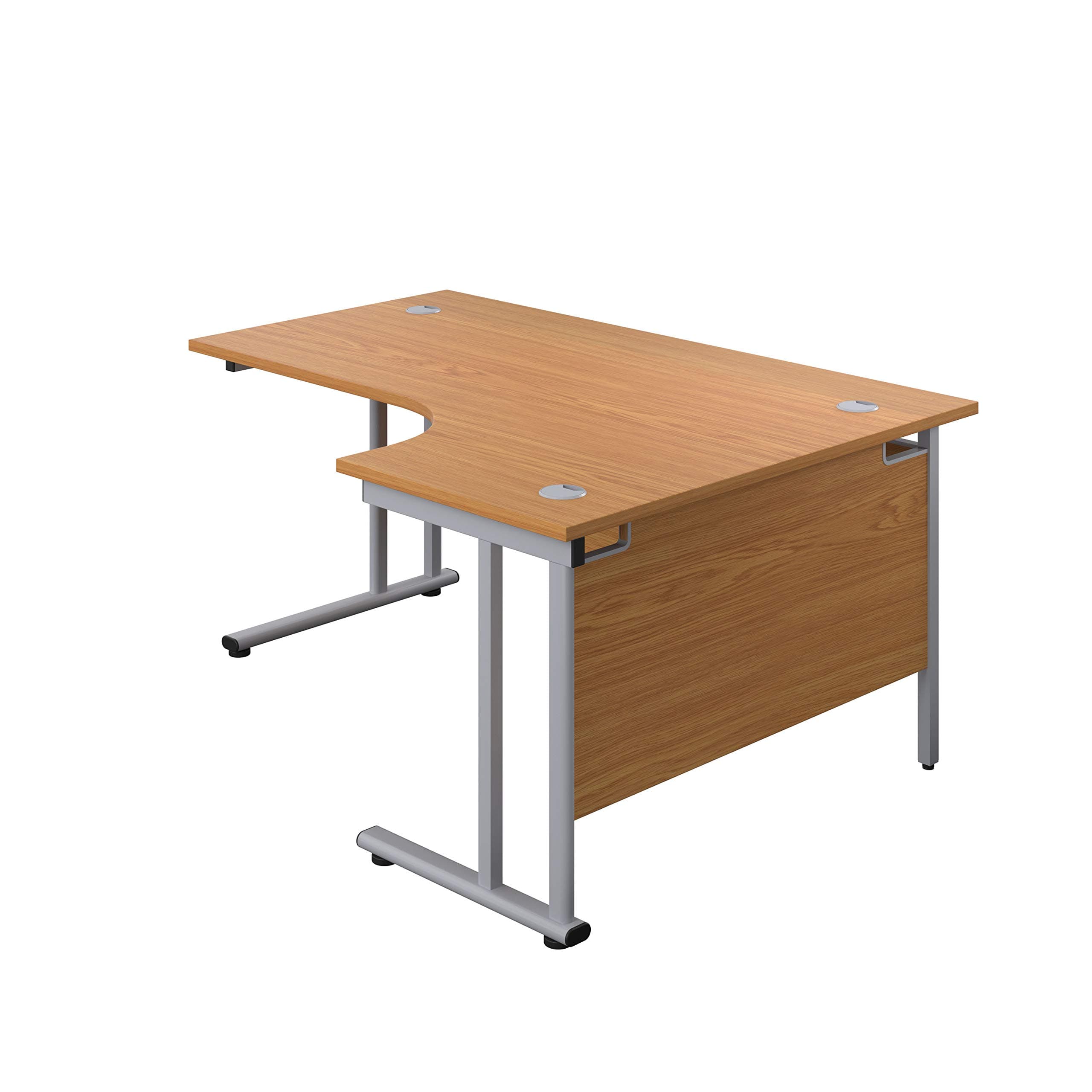 Office Hippo - L Shaped Office Desk 180 x 120cm. Large Corner Computer Desk For Home Office With Integrated Cable Ports, Ideal For Work, Study, Gaming And Hobby Workstation (Oak/Silver)