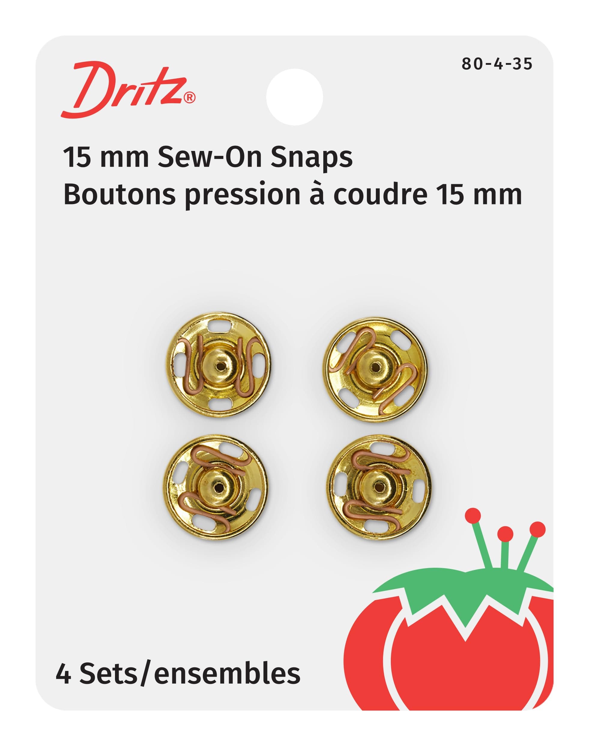 Gold Sew On Snap Size 4 4/Pkg