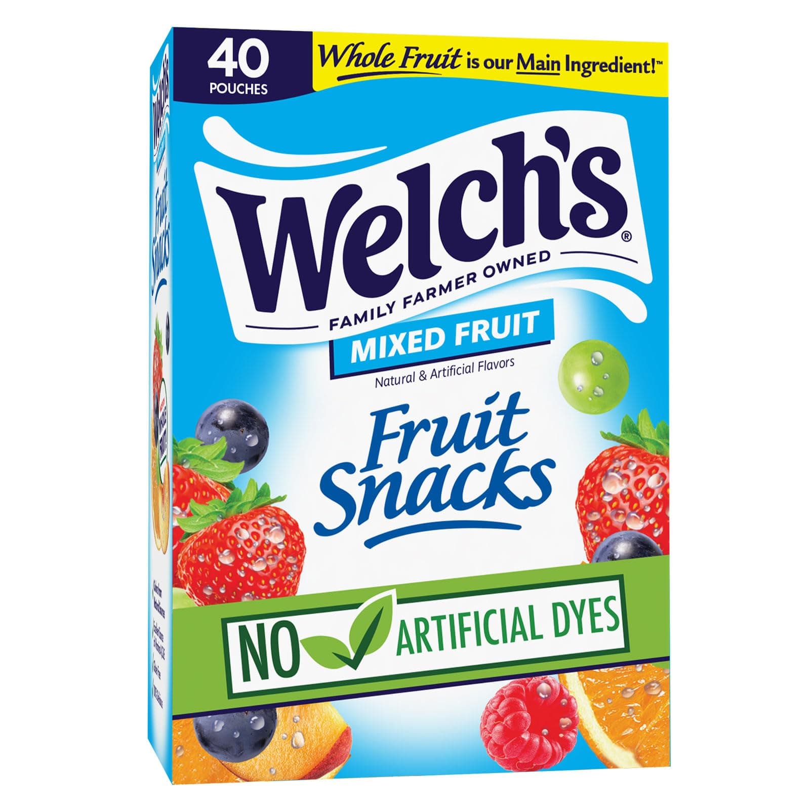 Welch's Fruit Snacks, Mixed Fruit, Gluten Free, Bulk Pack, Individual Single Serve Bags, 0.8 oz (Pack of 40)