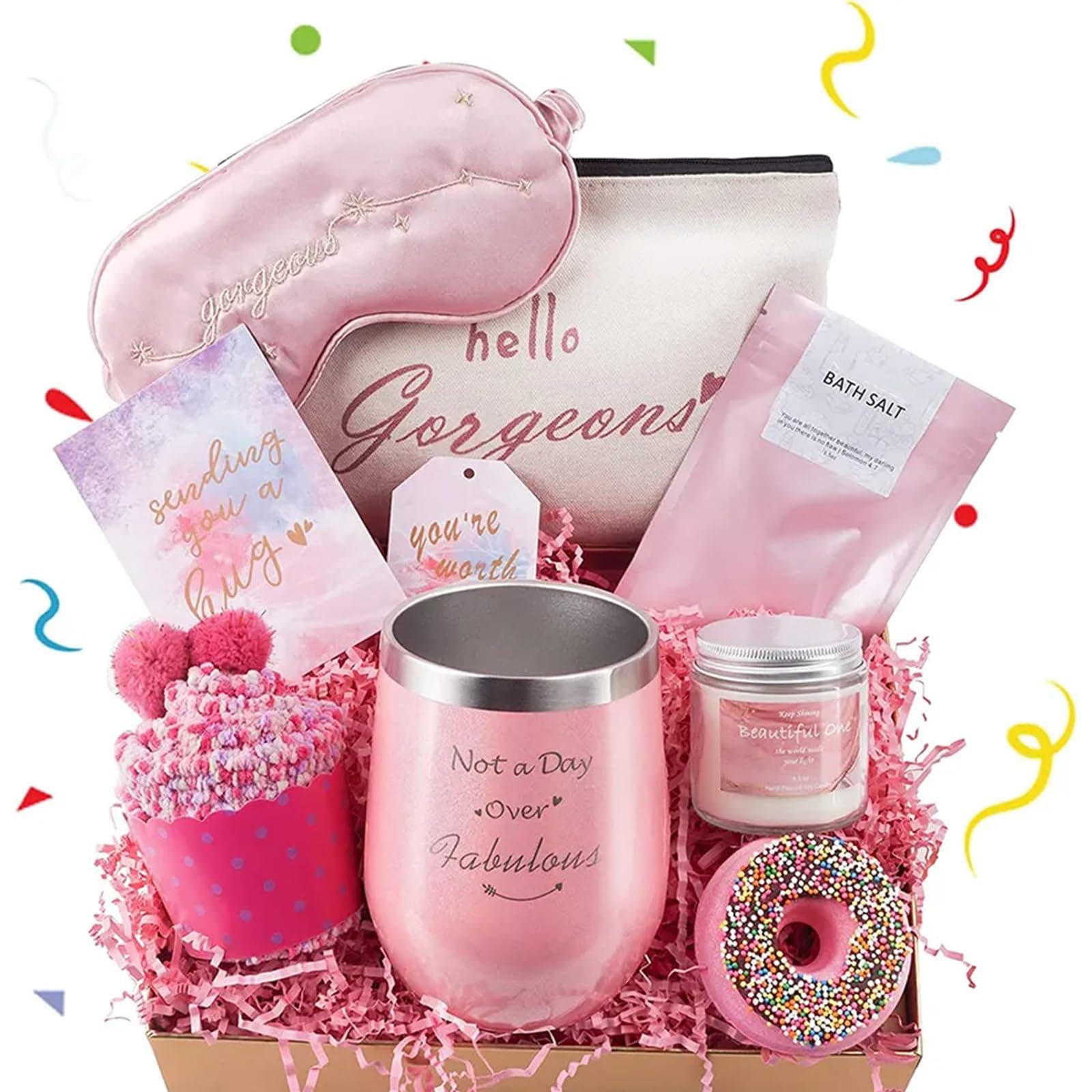 – Spa Gift Set For Women, 8 Pcs Bath With Box, Unique Relaxation Basket Set, Self Care Gift, Birthday Ideas Mom, Wife, Sister, Best Friend