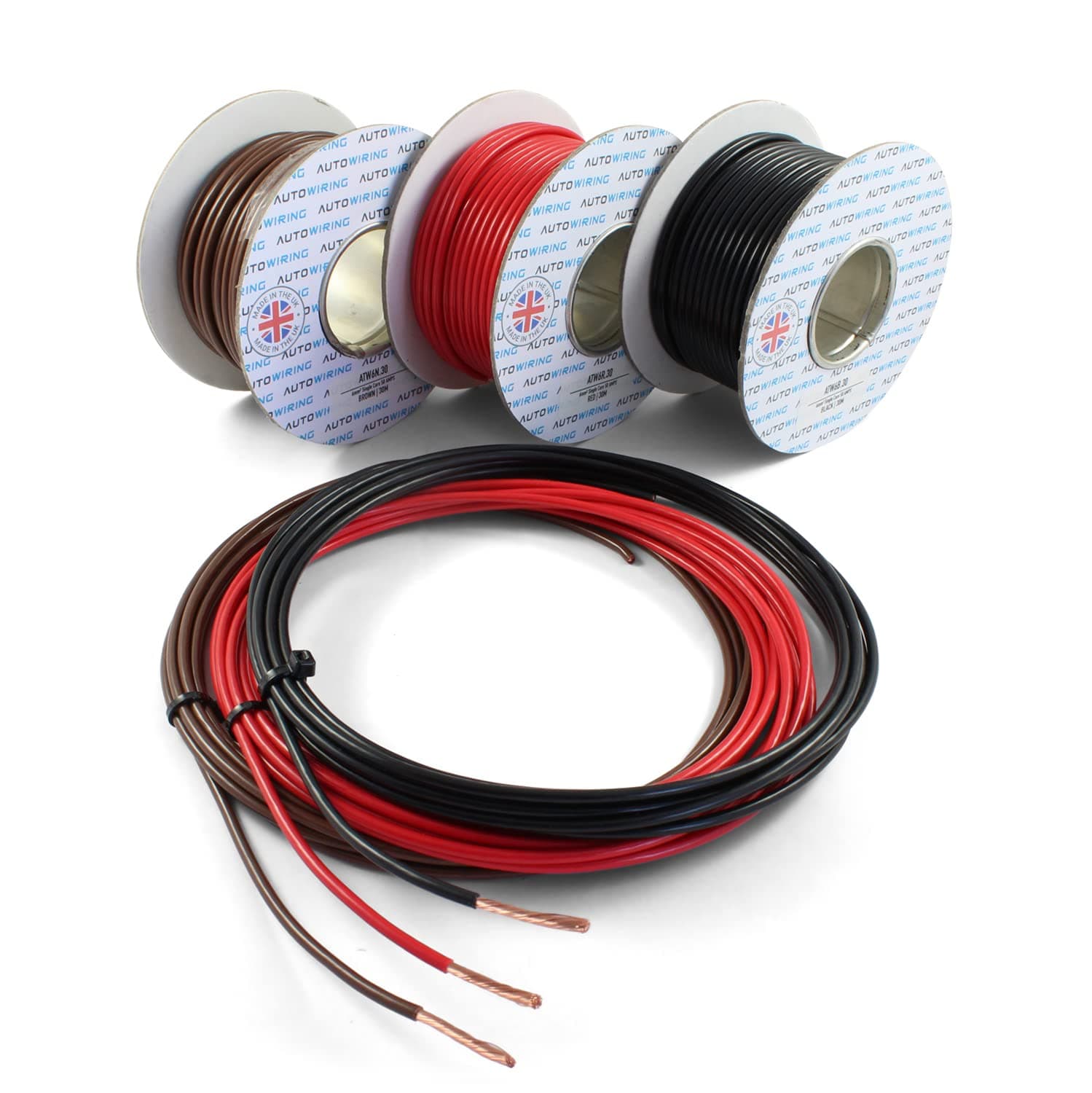 50 AMP Rated 6mm² Single Core Stranded Copper Cable 12v 24v Thin Wall Wire (10M 20M 30M 100M) (Black, 10 Metre Coil)