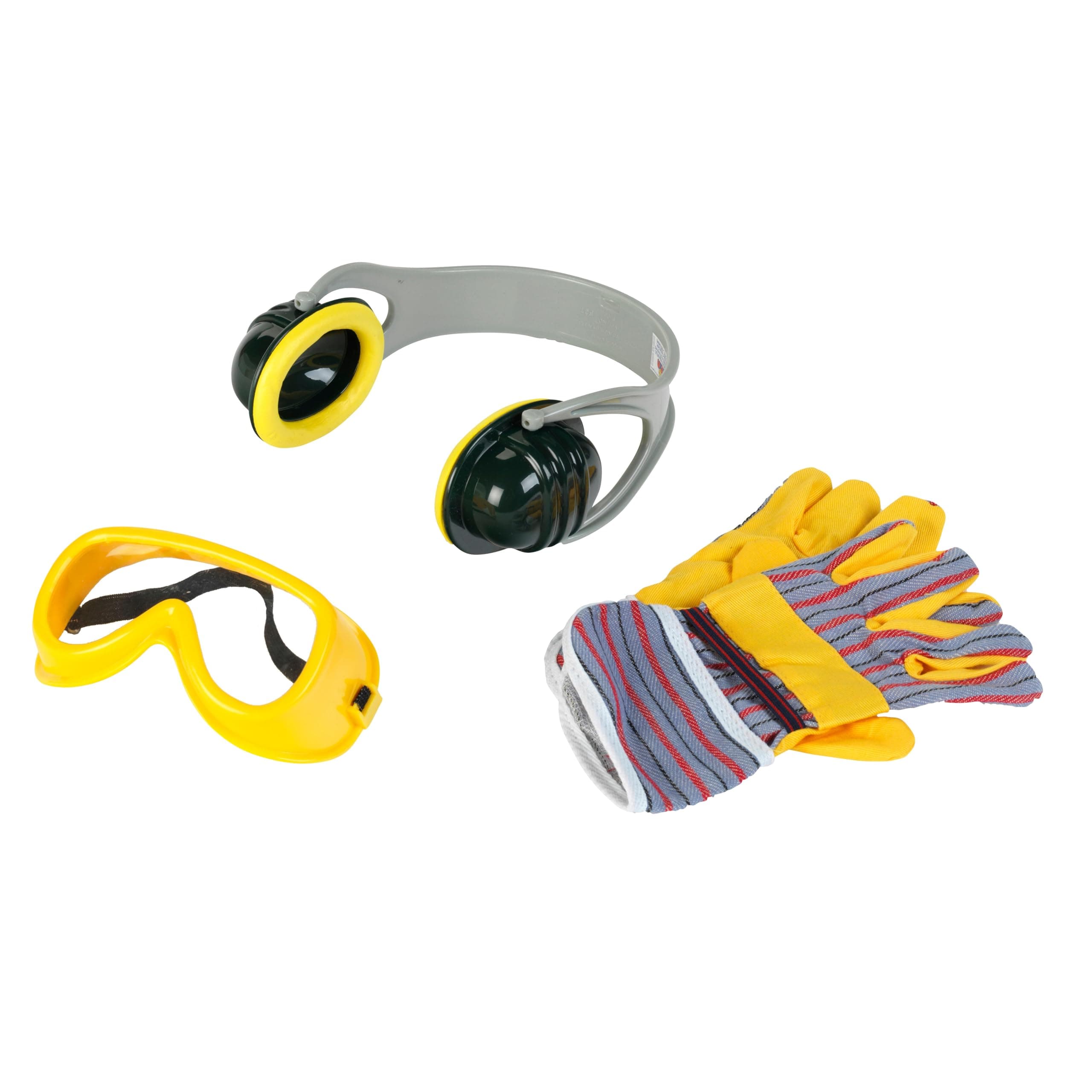 8535 Bosch 3-part Accessories Set I Work gloves, safety goggles and ear protectors in Bosch design I Packaging dimensions: 19.5 cm x 7 cm x 33.5 cm I Toy for children aged 3 years and up