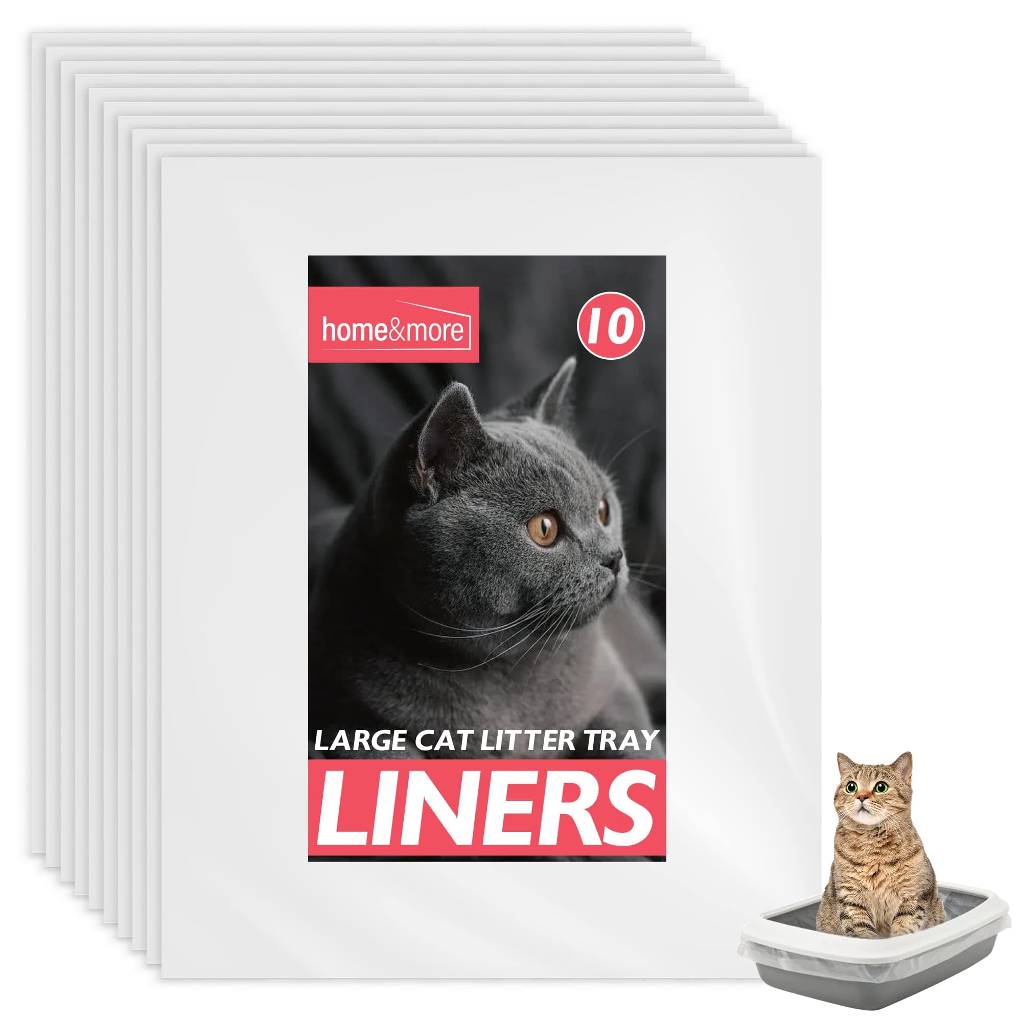 SOL 10pk Extra Large Cat Litter Tray Liners, 56cm x 70cm Thick Leak Proof Litter Bags, Tear-Resistant and Leak Proof Design for Easy Cleanup, Fit to Small to Large Cat Tray, Effortless Setup & Removal