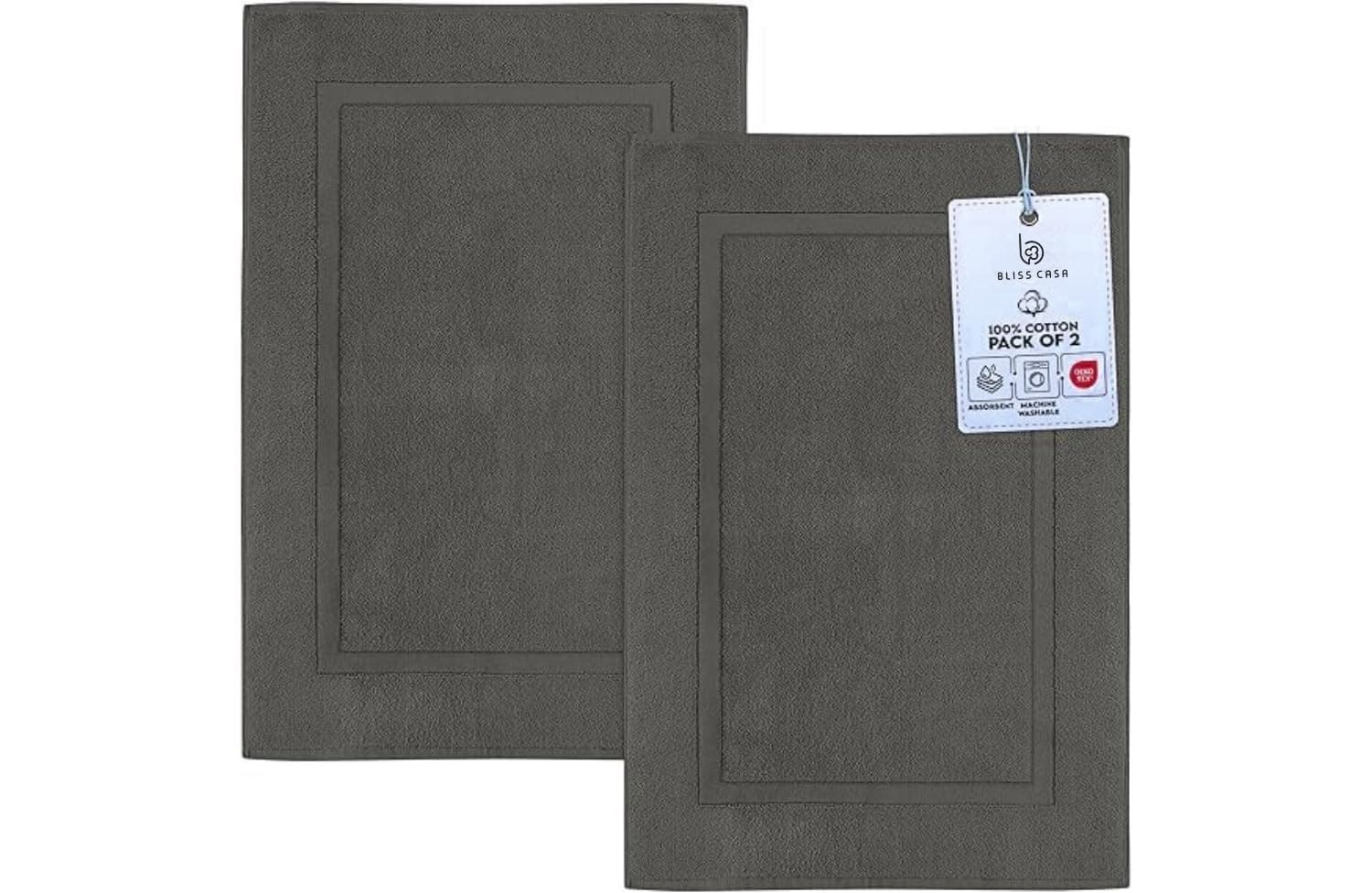 Bath Mats (2 Pack, 50 x 80 cm) - 1000 GSM Bathroom Mat for Toilets, Super Soft and Extra Absorbent Floor Mats For Elegant Look (Grey)