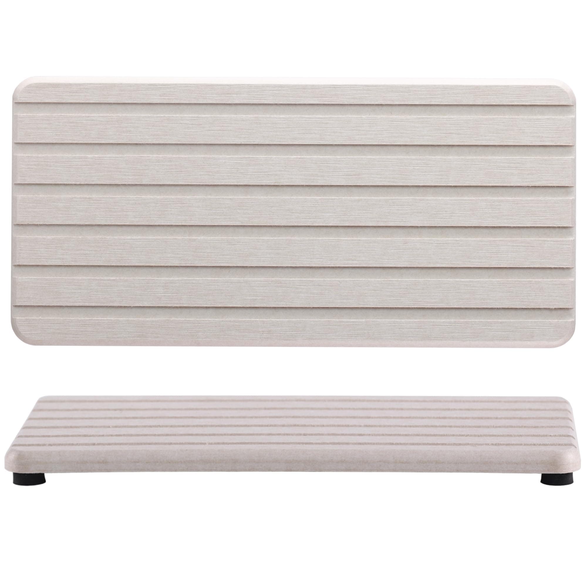 NiuYichee 2 PCS Water Absorbent diatomite Coasters, 8.3" x 4" Water Absorbing Stone Tray for Sink, Stone Drying mat for Kitchen Counter, Stone soap Tray Used for Hand Soaps & toiletries & Plants