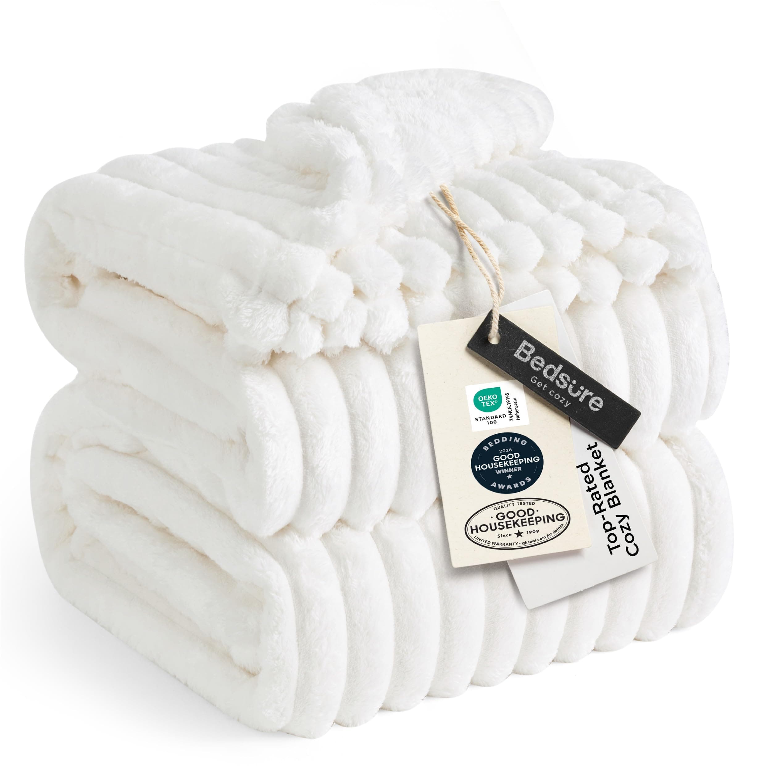 Bedsure GentleSoft King Size Blanket for Bed - Cozy Soft Blankets for Women, Cute Large Bedding Fleece Throws for Girls, Off White, 108x90 Inches