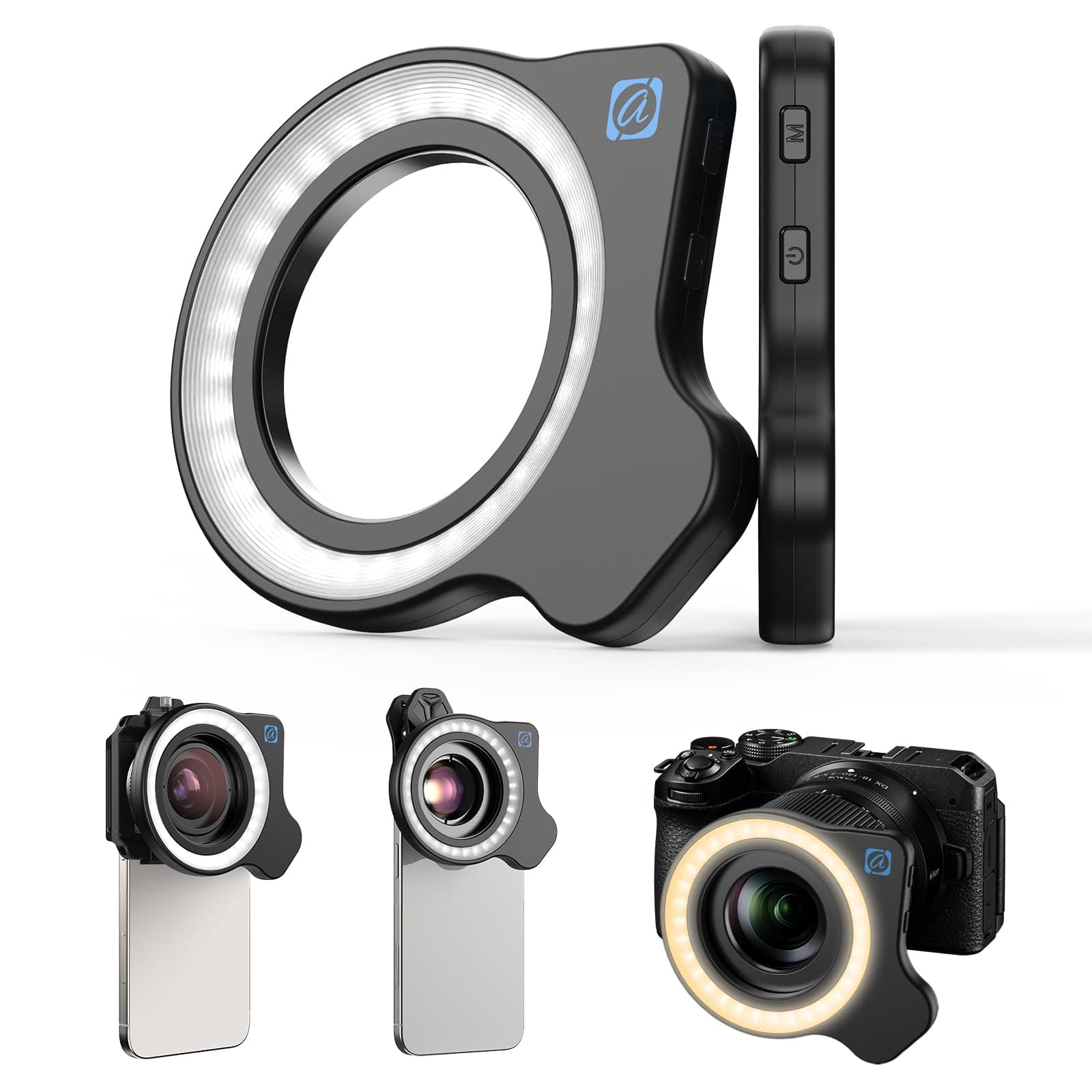 APEXEL 37mm 52mm Thread Macro Lens Fill Light, Portable Camera Lens Ring Light with High Power 32 LED/CRI 95+/45 Light Modes for APEXEL HD 100MM SLR Macro Lens Attachments