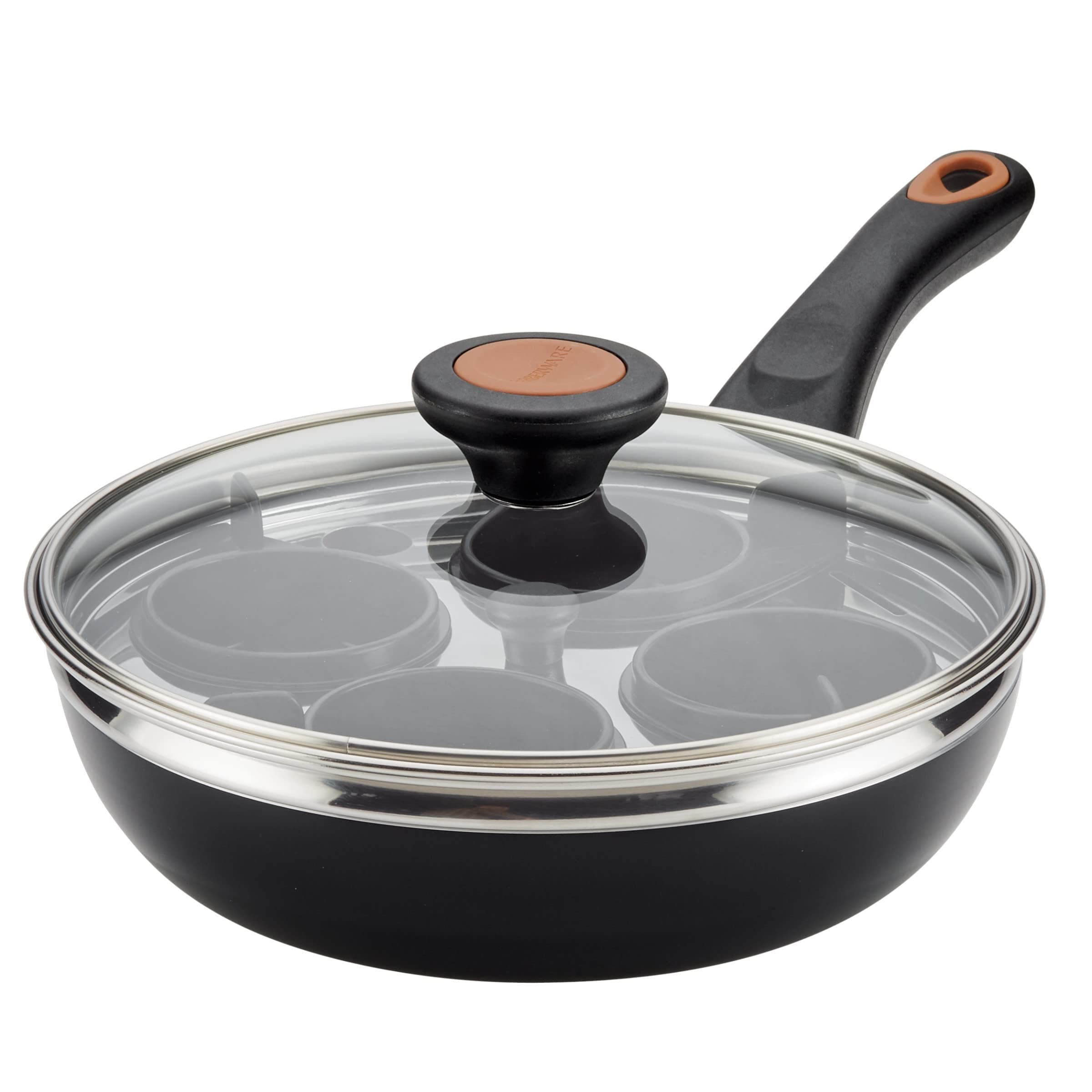 Farberware Glide Copper Ceramic Nonstick Covered Egg Poacher, 8-Inch, Black - 10654