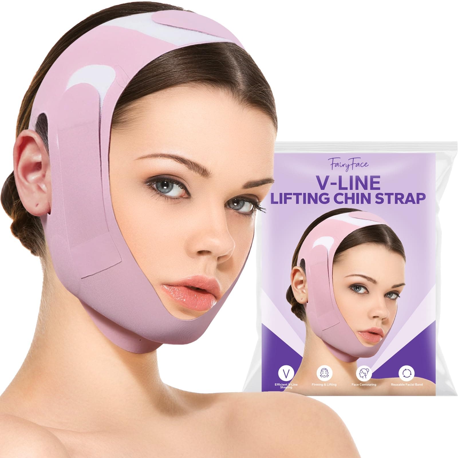 FairyFace Chinstrap for Sleeping, V-Line Lifting Chinstrap, V-Line Mask, Reusable Face Strap, Chin Up Patch, V-Shaped Belt, Shaped Face Mask for Sagging