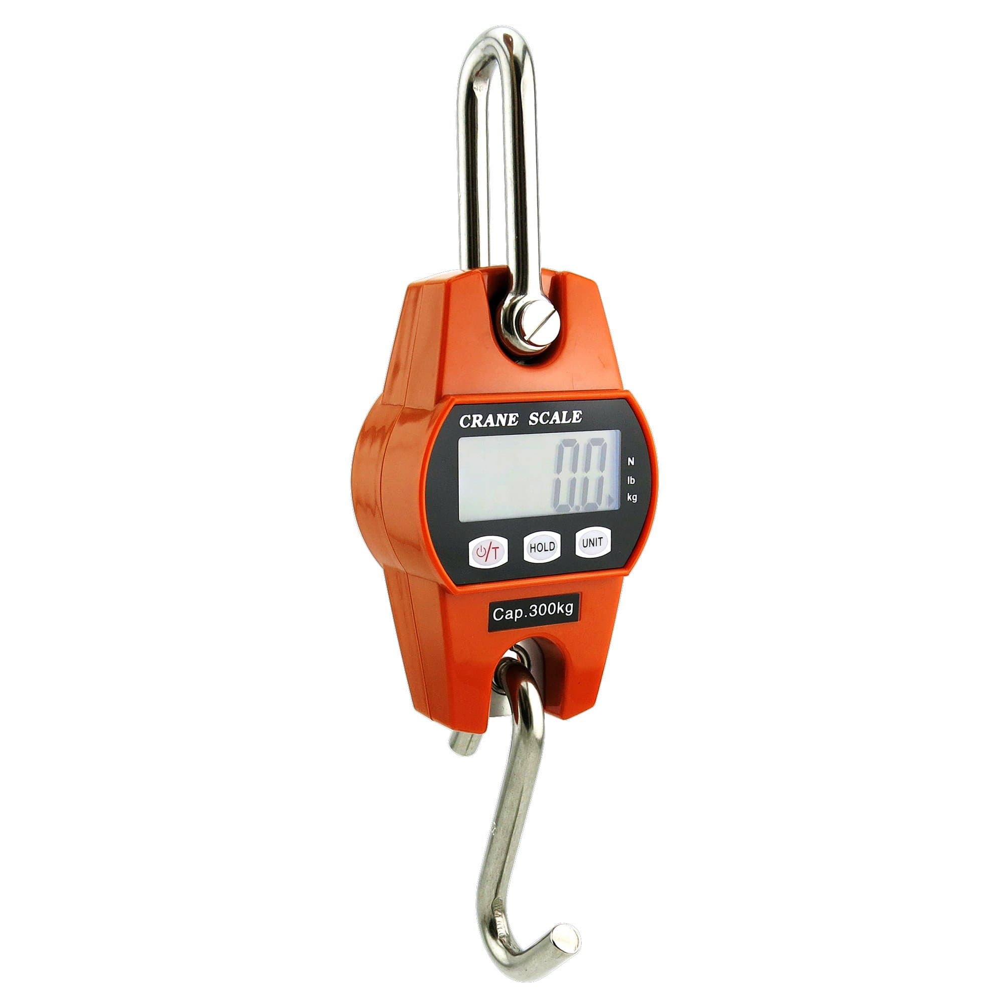 660lb/300kg Digital Crane Scale - Compact LCD Handheld Hanging Scale for Garage, Farm, Hunting, Fishing & More(300kg/Plastic/Orange)