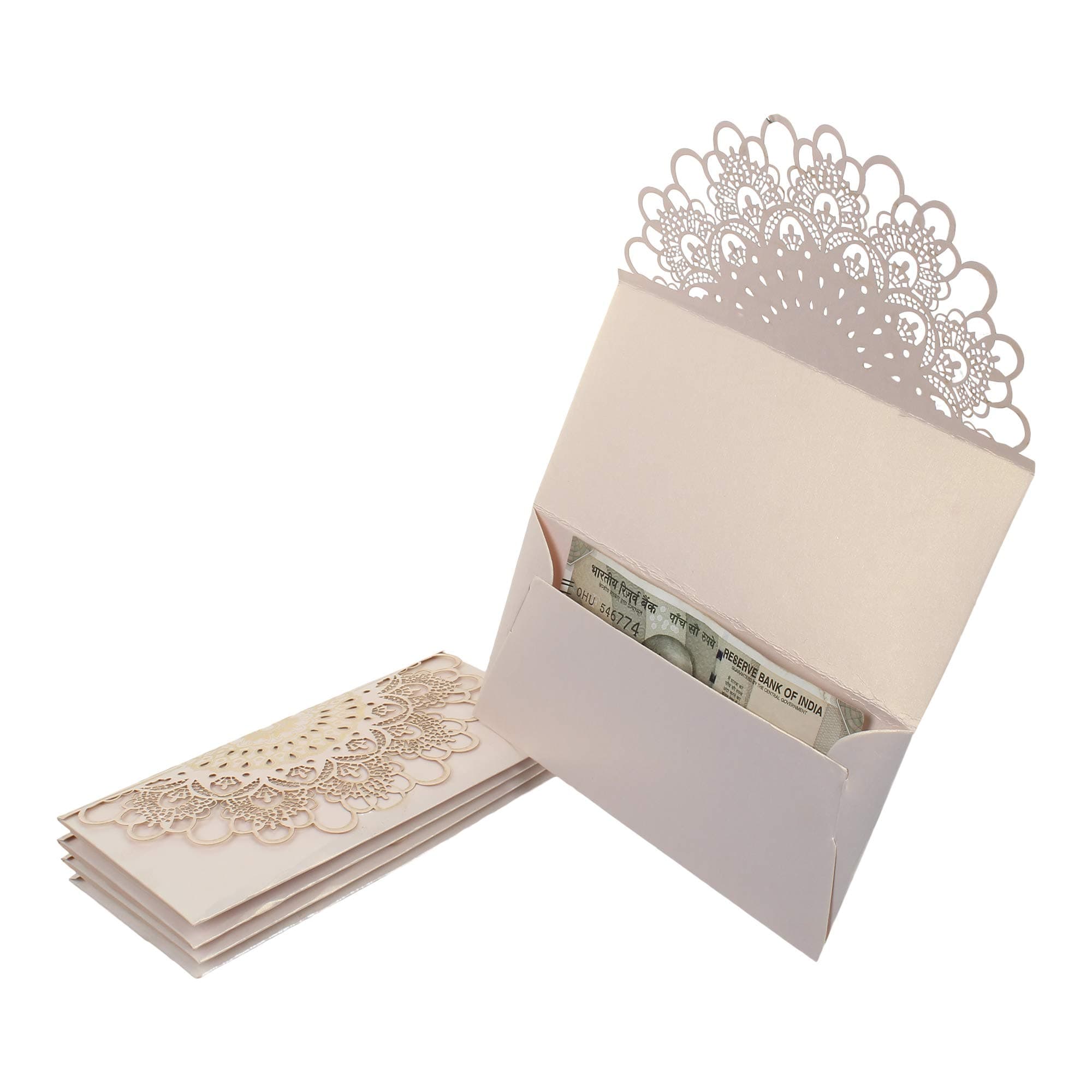 VPNK Rectangle Shape Lazer Cut Money Sagan Gift Envelopes Suitable for Weddings/Birthdays/Anniversary - Silver