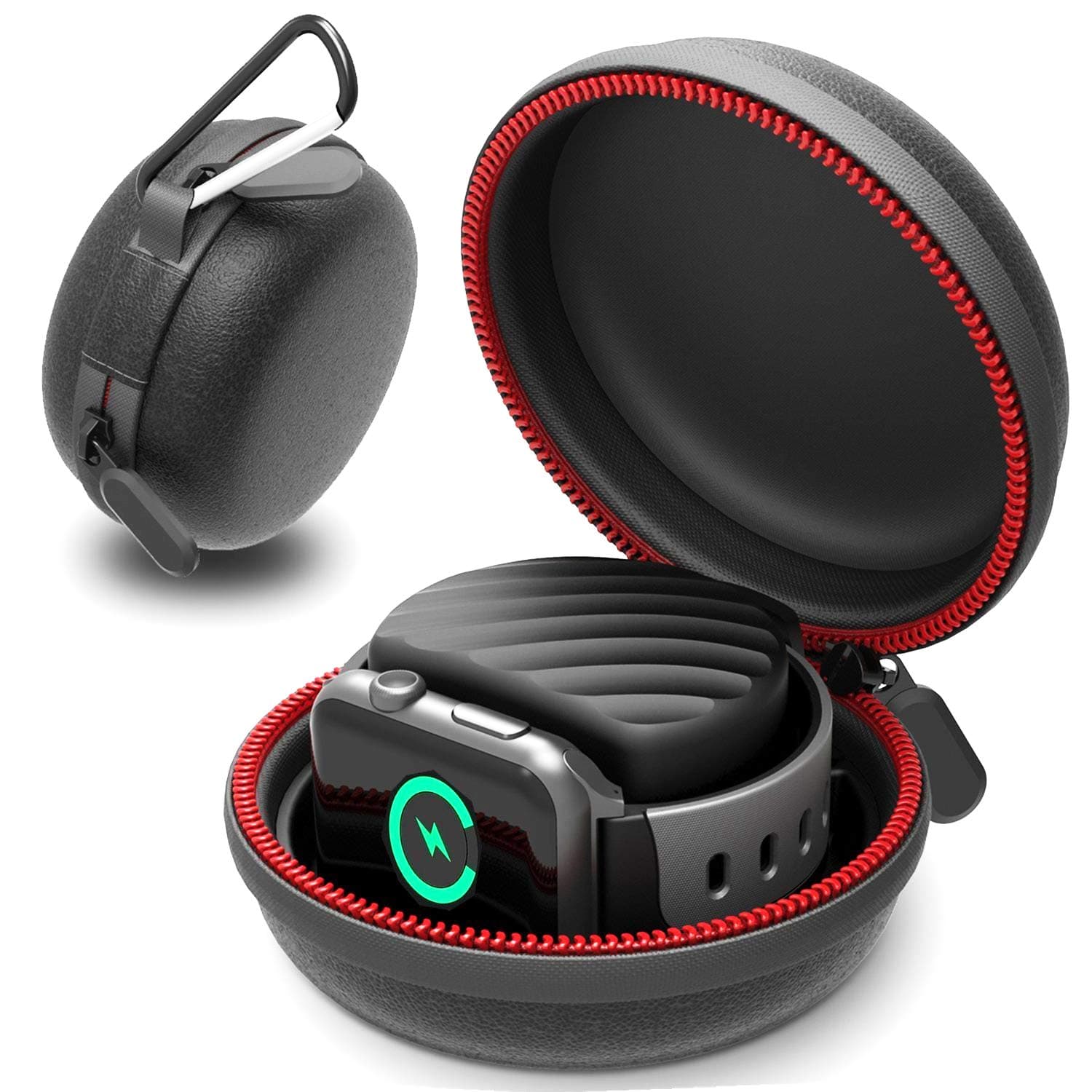 For Apple Watch case, Eletespt Charger Holder Compatible with Apple Watch charger stand, Portable Charging Docking Sport Hard Protective Travel Cases For apple watch case series 5 4 3 2 1(BLACK)