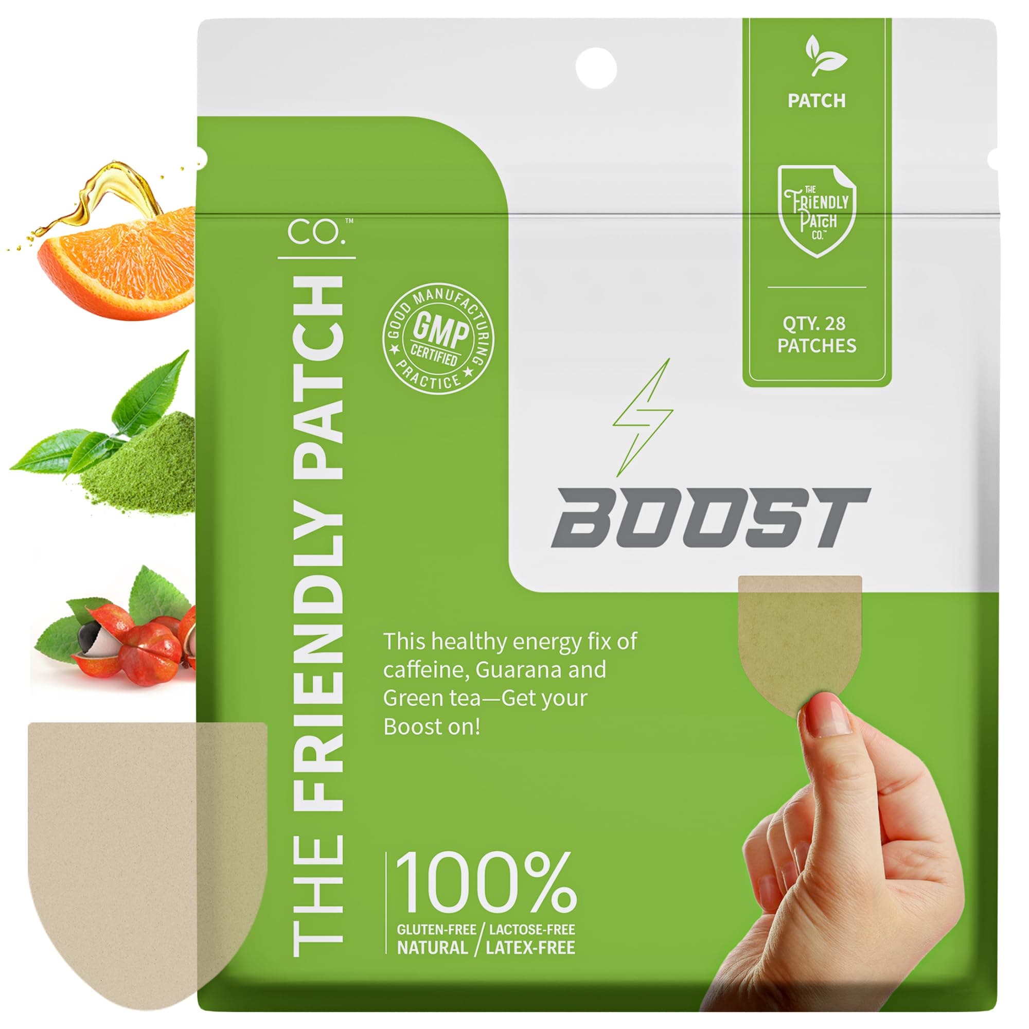 The Friendly Patch CO. Boost Energy - 28 Day Supply - Energy & Focus es, Caffeine, Guarana - Clarity & Energy - Plant-Powered, Focus - Wellness es